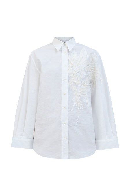 Рубашка из жатого хлопкового поплина с аппликацией Flora