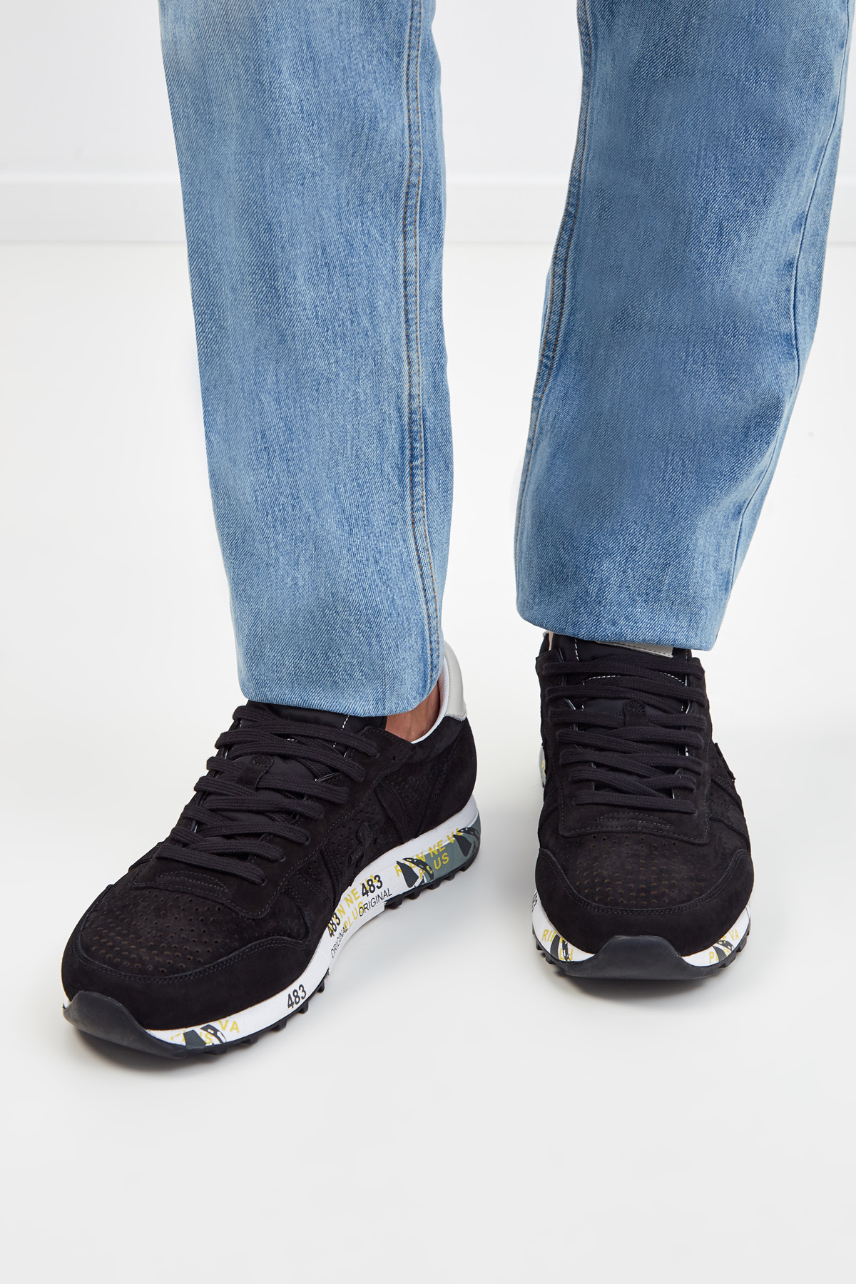 Монохромные замшевые кроссовки Eric с перфорацией PREMIATA, цвет черный, размер 6;7;8;9;10;11;12 - фото 2