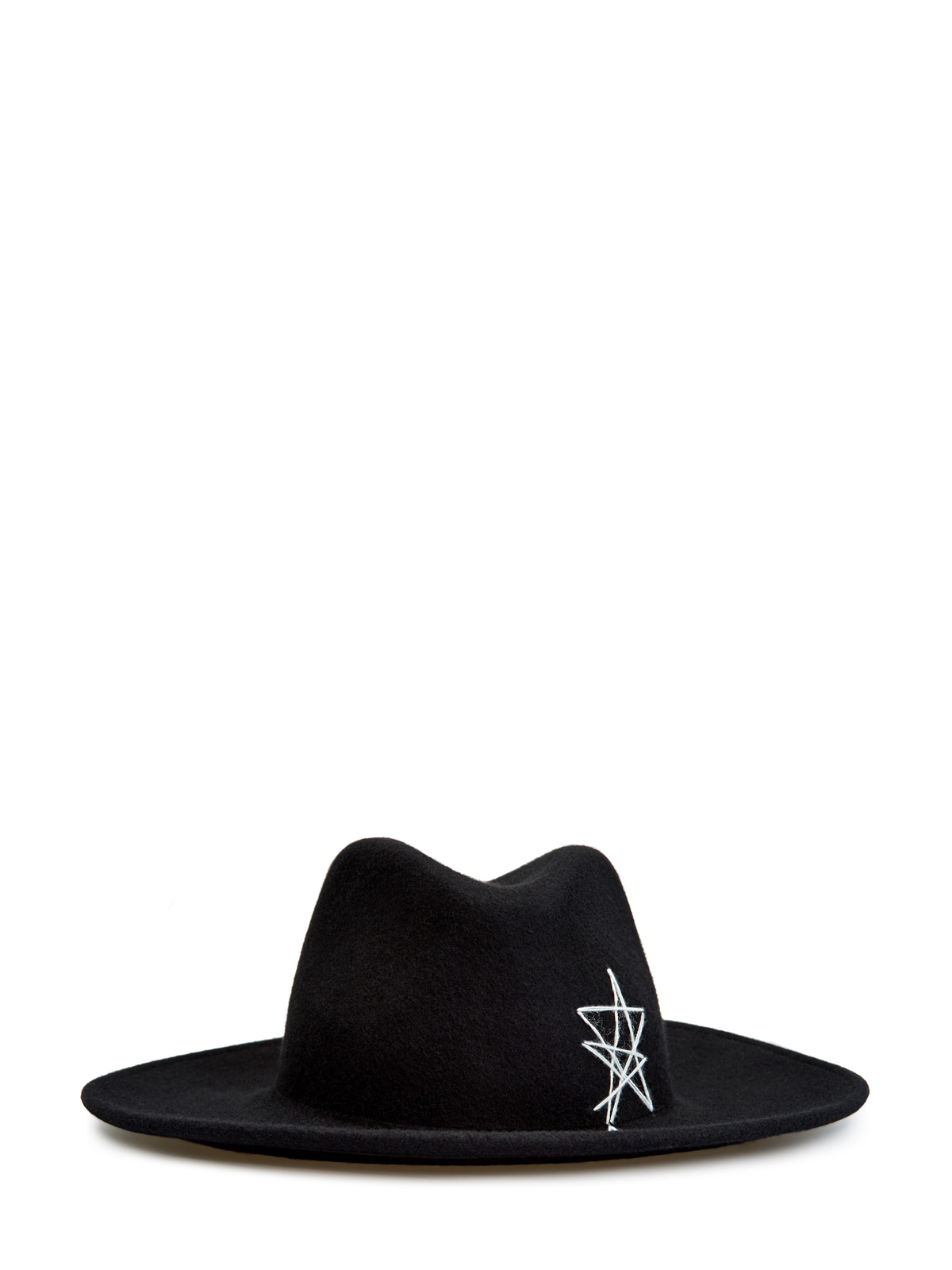 Шляпа-трилби из шерстяного драпа с вышивкой LORENA ANTONIAZZI, цвет черный, размер S;M;L - фото 1