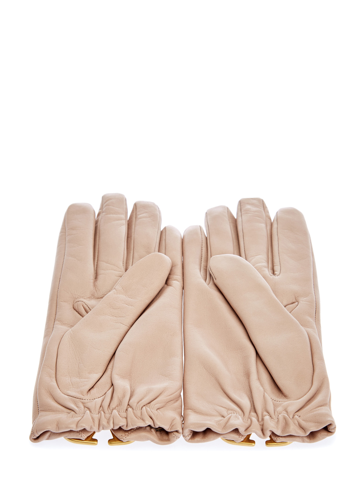 Кожаные перчатки VLogo на подкладке из кашемира VALENTINO GARAVANI, цвет бежевый, размер XS;S;M;L - фото 2