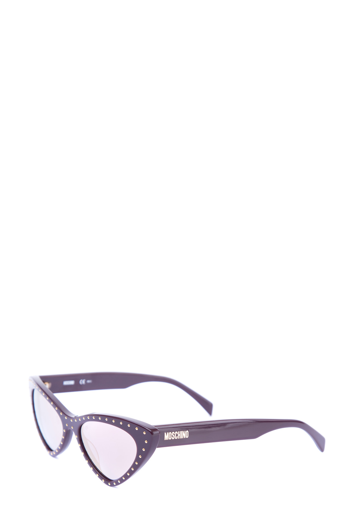 Очки в изящной оправе Cat Eye из глянцевого пластика вишневого цвета MOSCHINO (sunglasses), размер 46 - фото 3