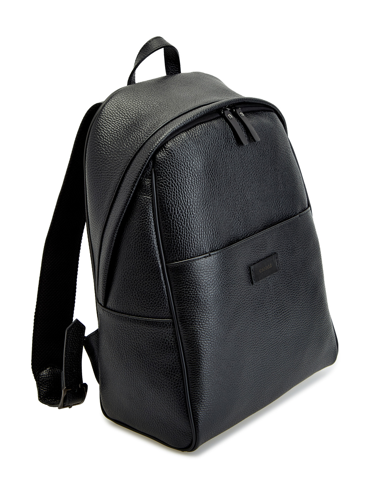 Рюкзак из крупнозернистой телячьей кожи с мембранной спинкой CANALI, цвет черный, размер 52;54;56;50 - фото 3