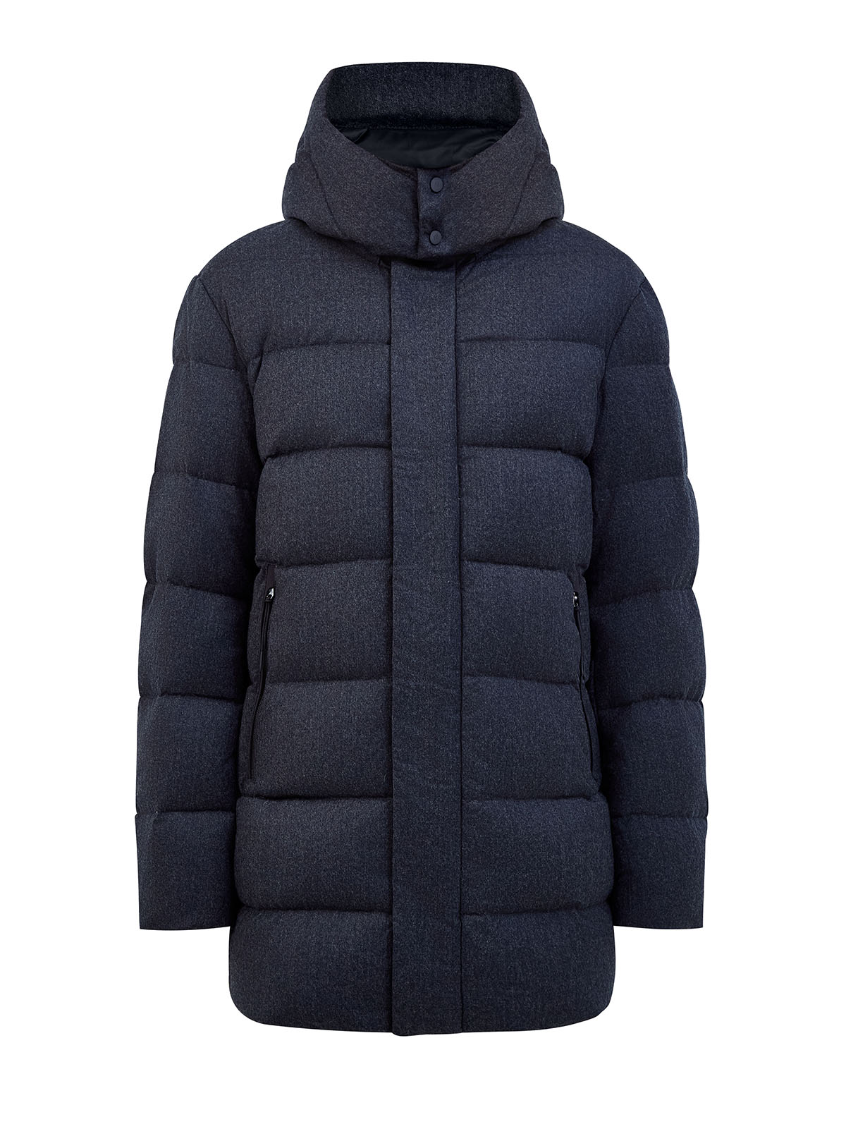 

Пуховик из плотной стеганой шерсти со съемным капюшоном, Серый, Пуховик из плотной стеганой шерсти со съемным капюшоном