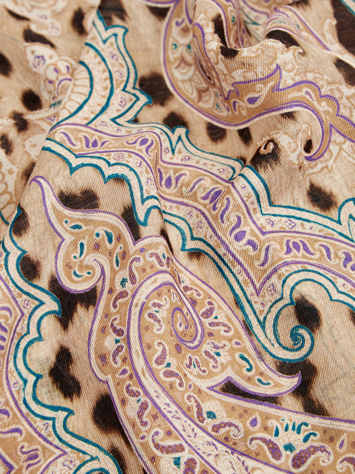 Платок из тонкой шерсти и шерсти с принтом пейсли ETRO, цвет мульти, размер 42;38 - фото 2