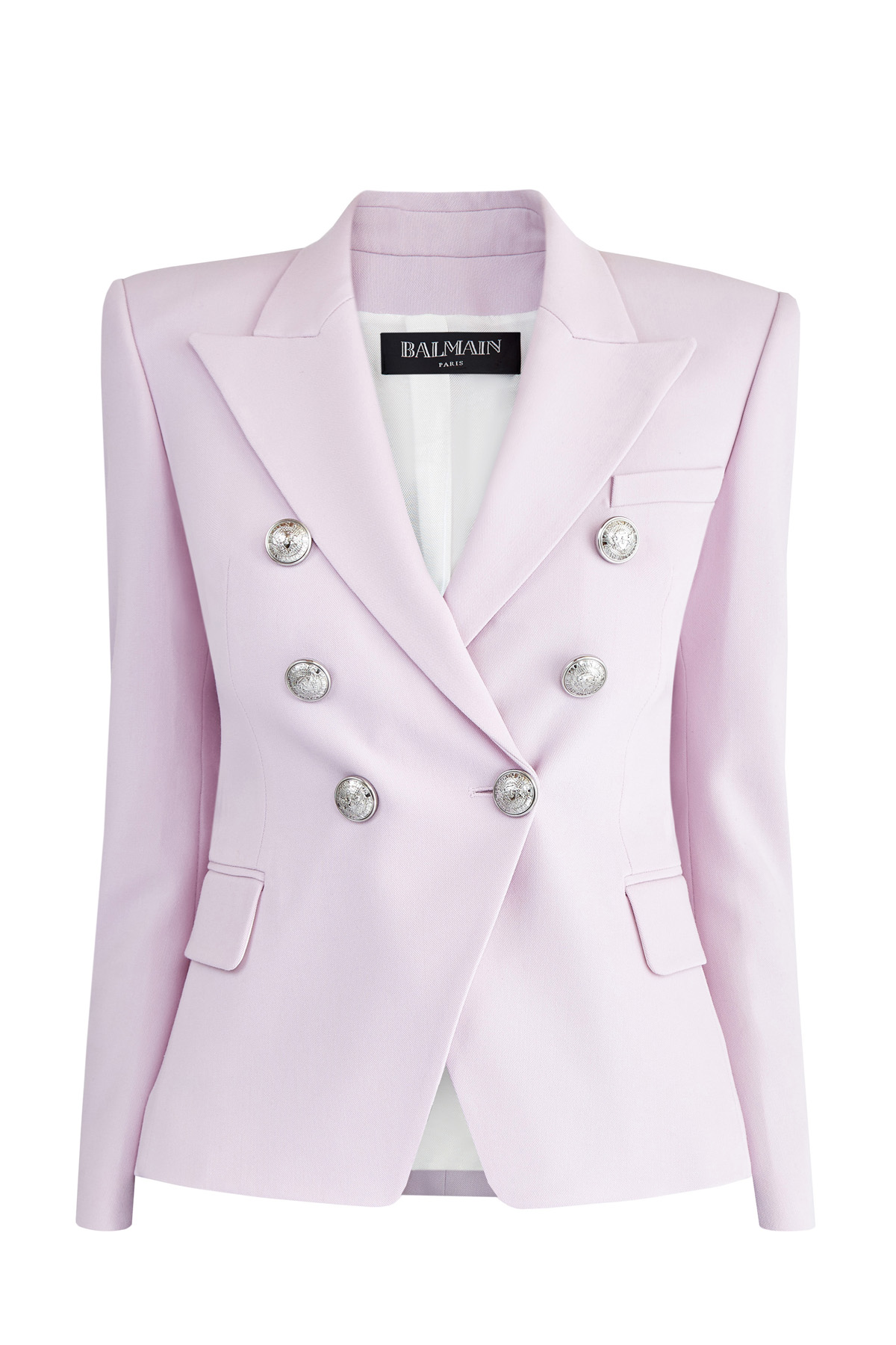 

Приталенный двубортный жакет с заостренными лацканами, Фиолетовый, Приталенный двубортный жакет с заостренными лацканами