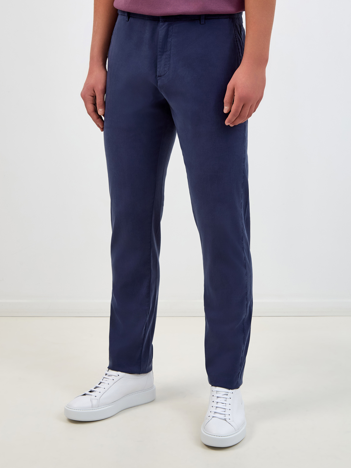Однотонные брюки в стиле casual из лиоцелла и хлопка CANALI, цвет синий, размер 48;50;52;56 - фото 3