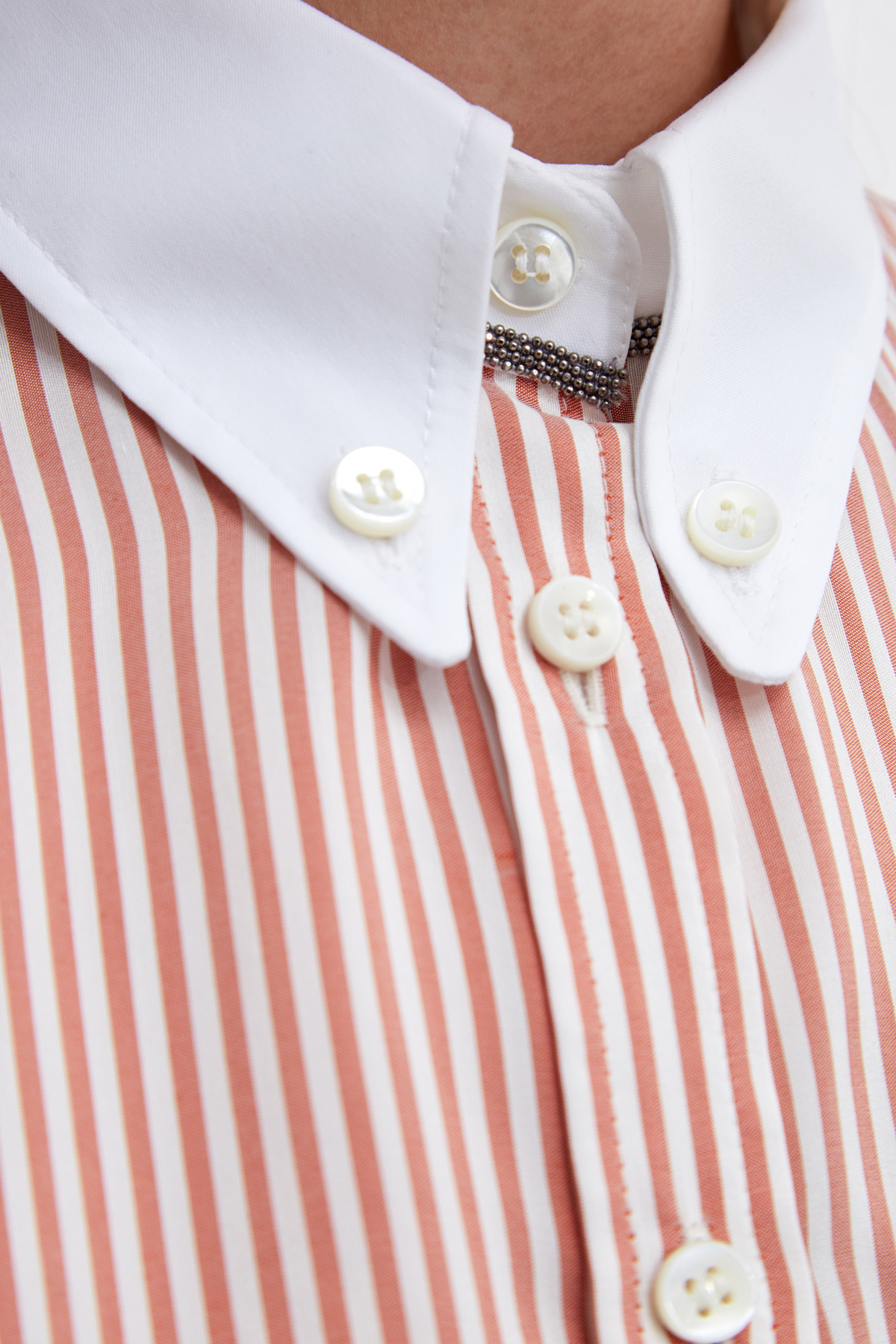 Шелковая блуза в полоску с контрастным воротником BRUNELLO CUCINELLI, цвет мульти, размер 40;44;48;38 - фото 5