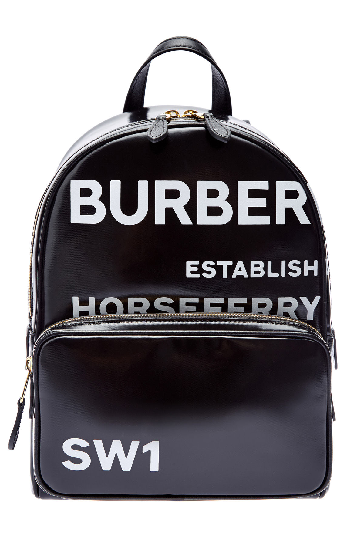 Рюкзак из габардина с полимерным напылением и принтом Horseferry BURBERRY, цвет черный, размер 40;38 - фото 1