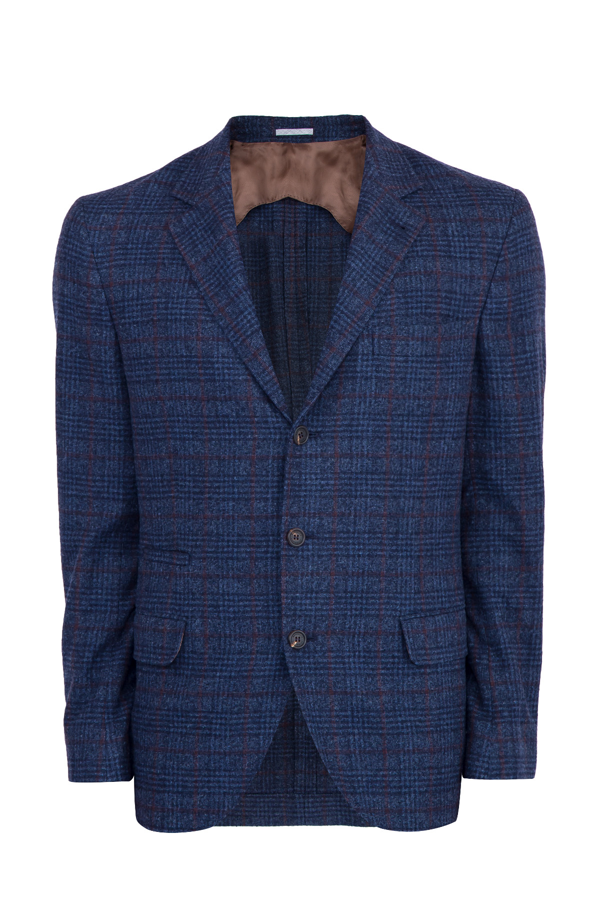 Пиджак из шерсти и хлопка в клетку «Глен» BRUNELLO CUCINELLI, цвет синий, размер 46