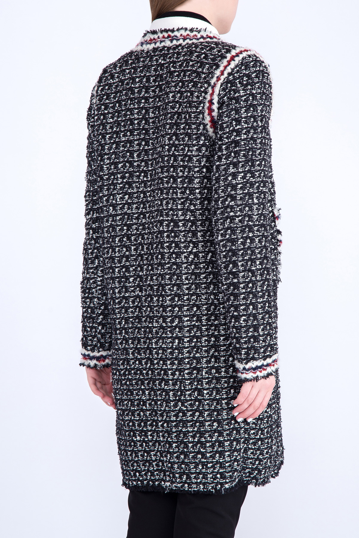Пальто «Ontario» из ткани букле с внутренней ультра-легкой курткой MONCLER, цвет черно-белый, размер 40 - фото 4