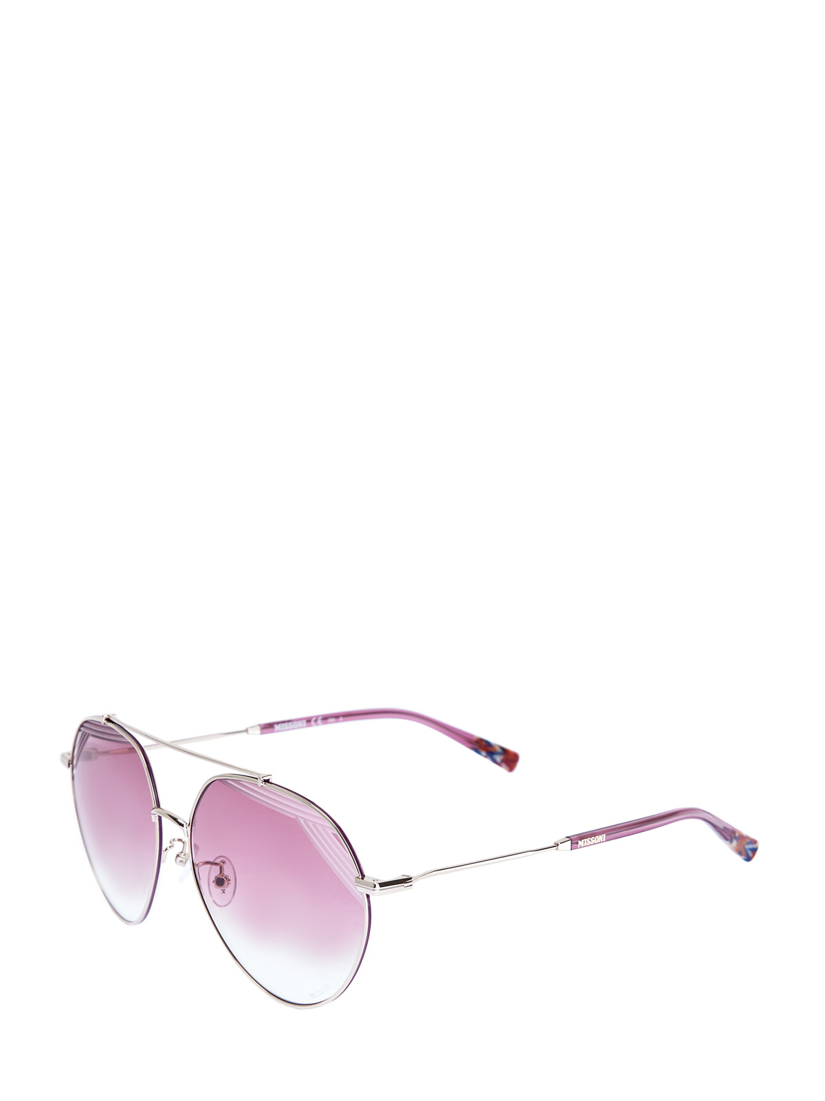 Солнцезащитные очки-oversize в тонкой металлической оправе MISSONI, цвет розовый, размер S;M;L - фото 2