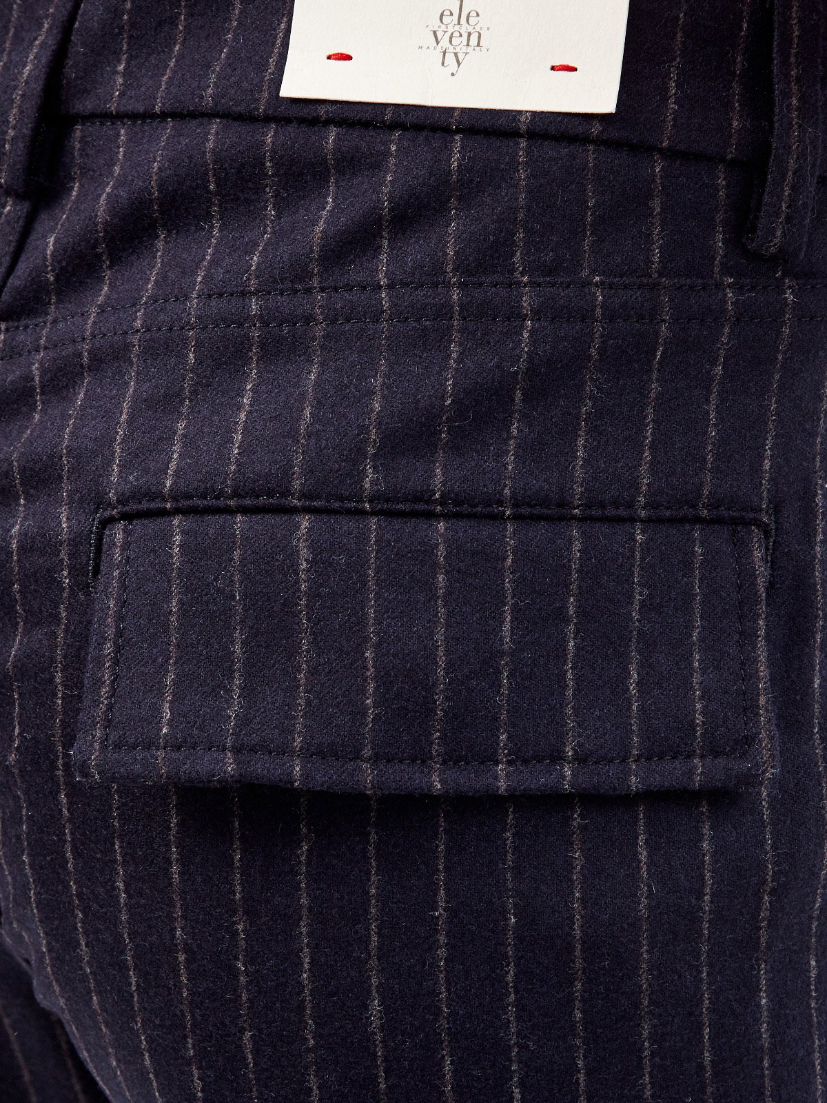 Брюки из шерсти и кашемира с мелованным принтом в полоску ELEVENTY, цвет синий, размер 46;48;50 - фото 6