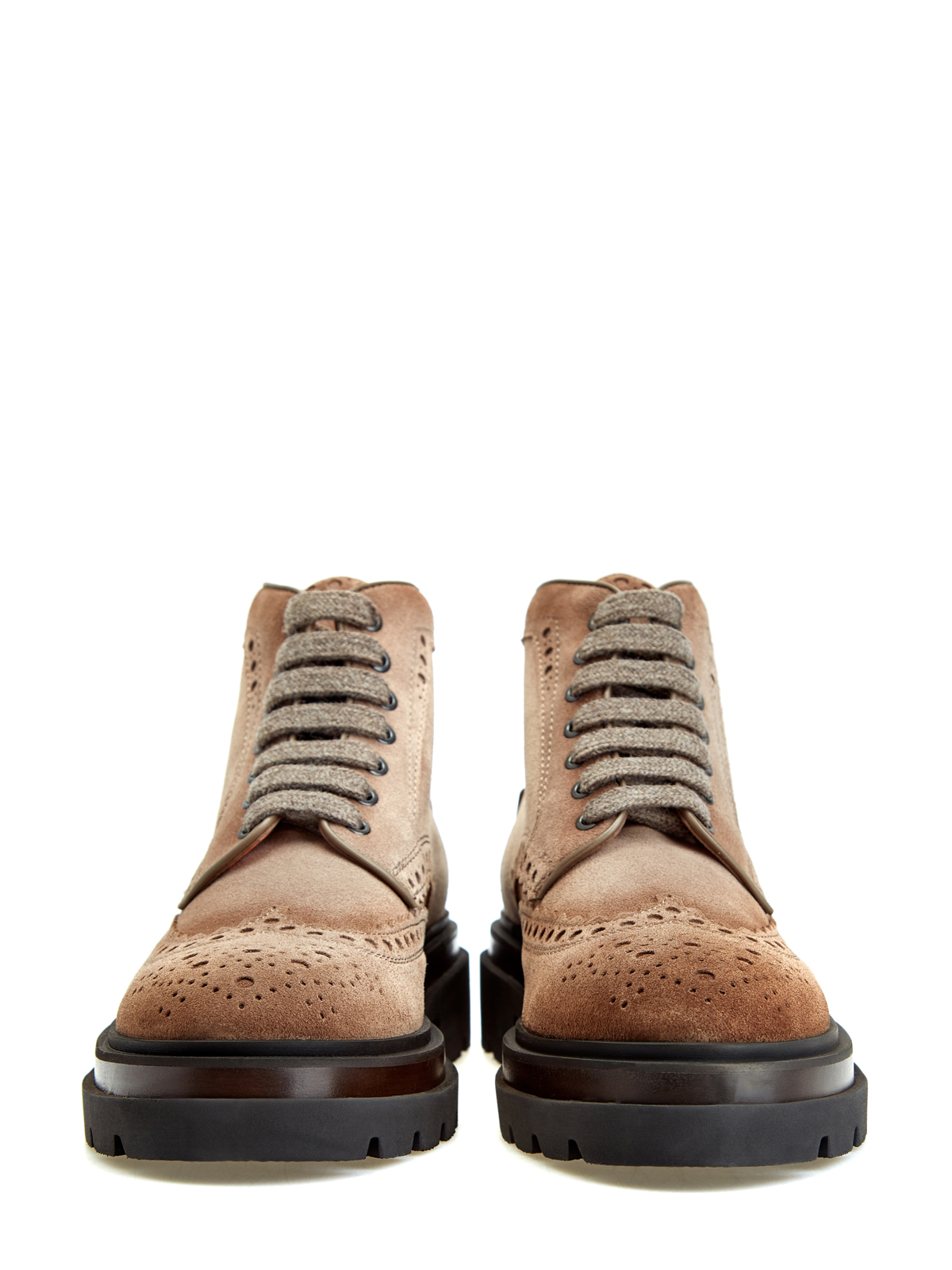 Ботинки из окрашенной вручную замши с узорной перфорацией SANTONI, цвет коричневый, размер 41;41.5;42.5;43.5 - фото 6
