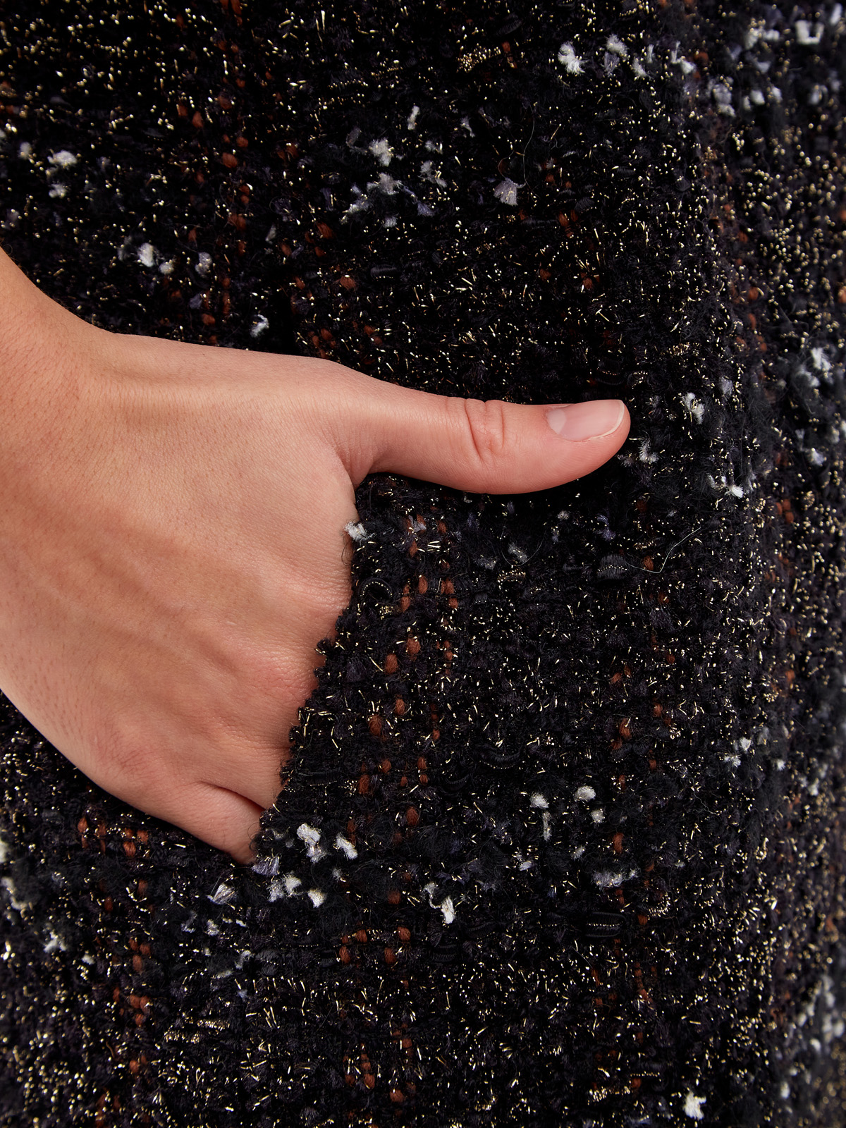 Платье А-силуэта из фактурного твида с мерцающей нитью ламе FABIANA FILIPPI, цвет черный, размер 40;42;44 - фото 5