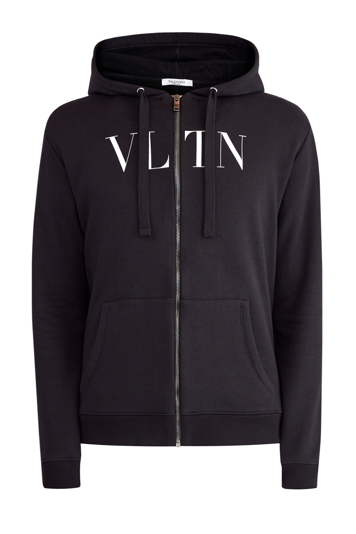 

Толстовка из хлопкового футера с логотипом VLTN и капюшоном, Черный