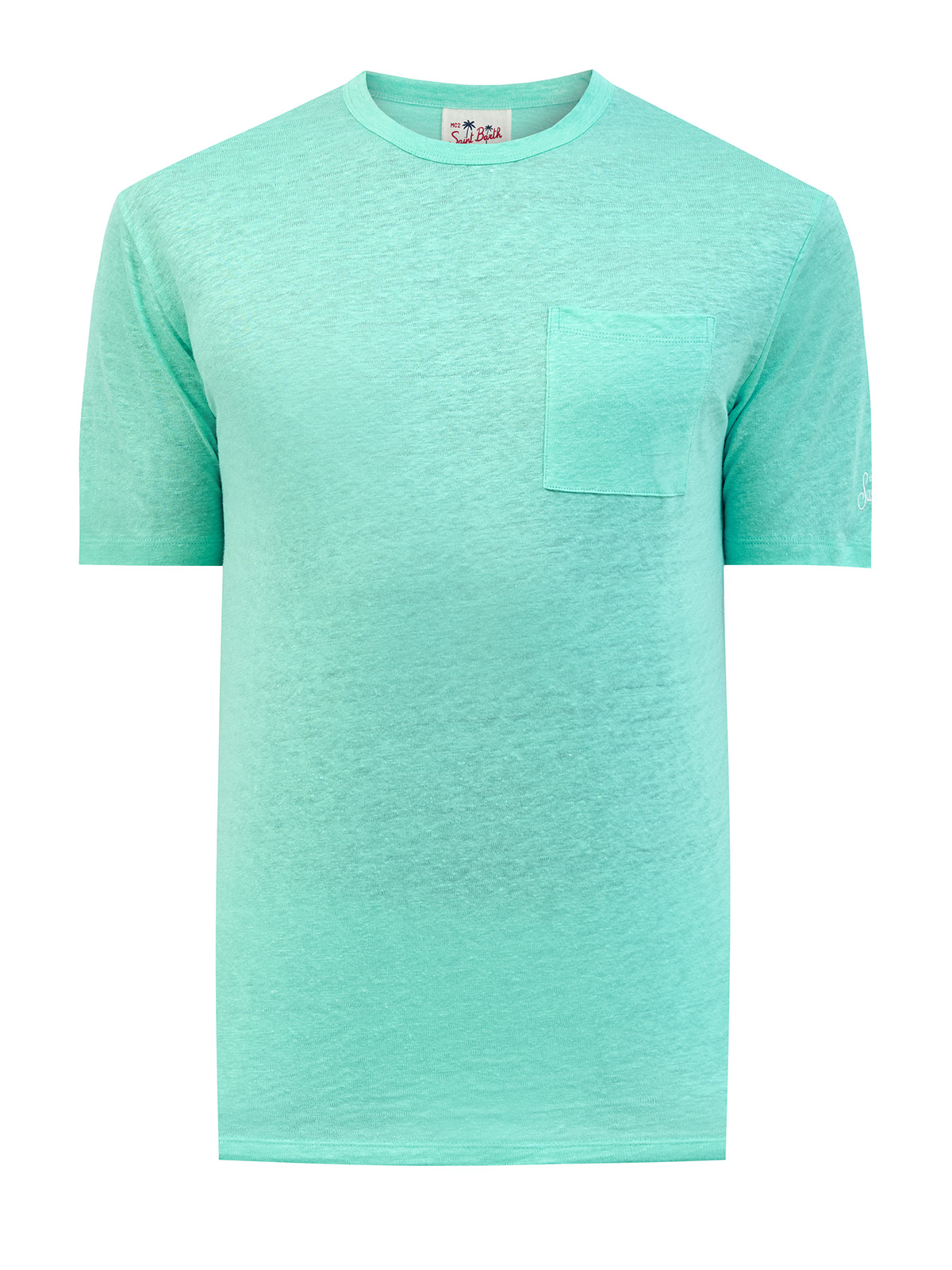 Льняная футболка Ecstasea из меланжевого джерси с карманом MC2 SAINT BARTH, цвет бирюзовый, размер M;L;XL;2XL;3XL;4XL