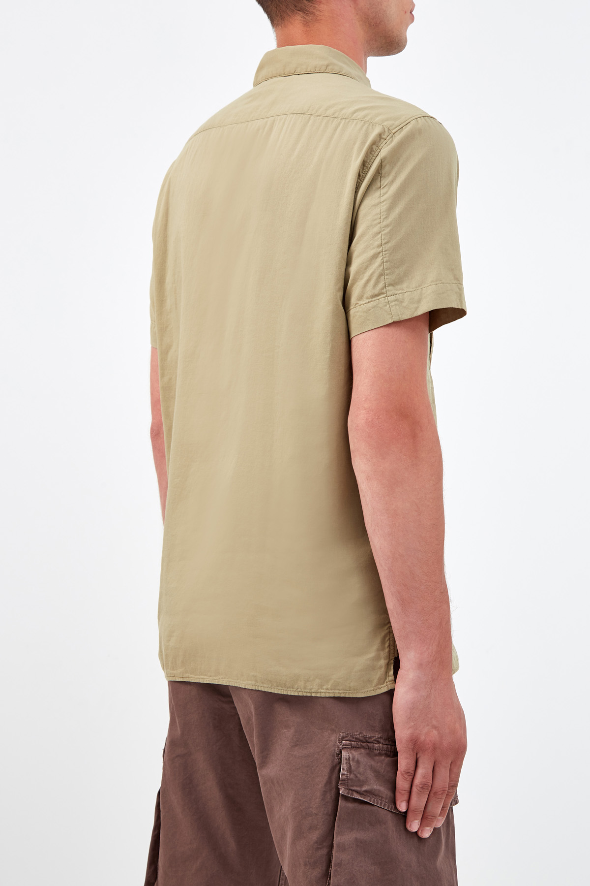 Хлопковая рубашка из легкого муслина с короткими рукавами STONE ISLAND, цвет бежевый, размер 50;48 - фото 4