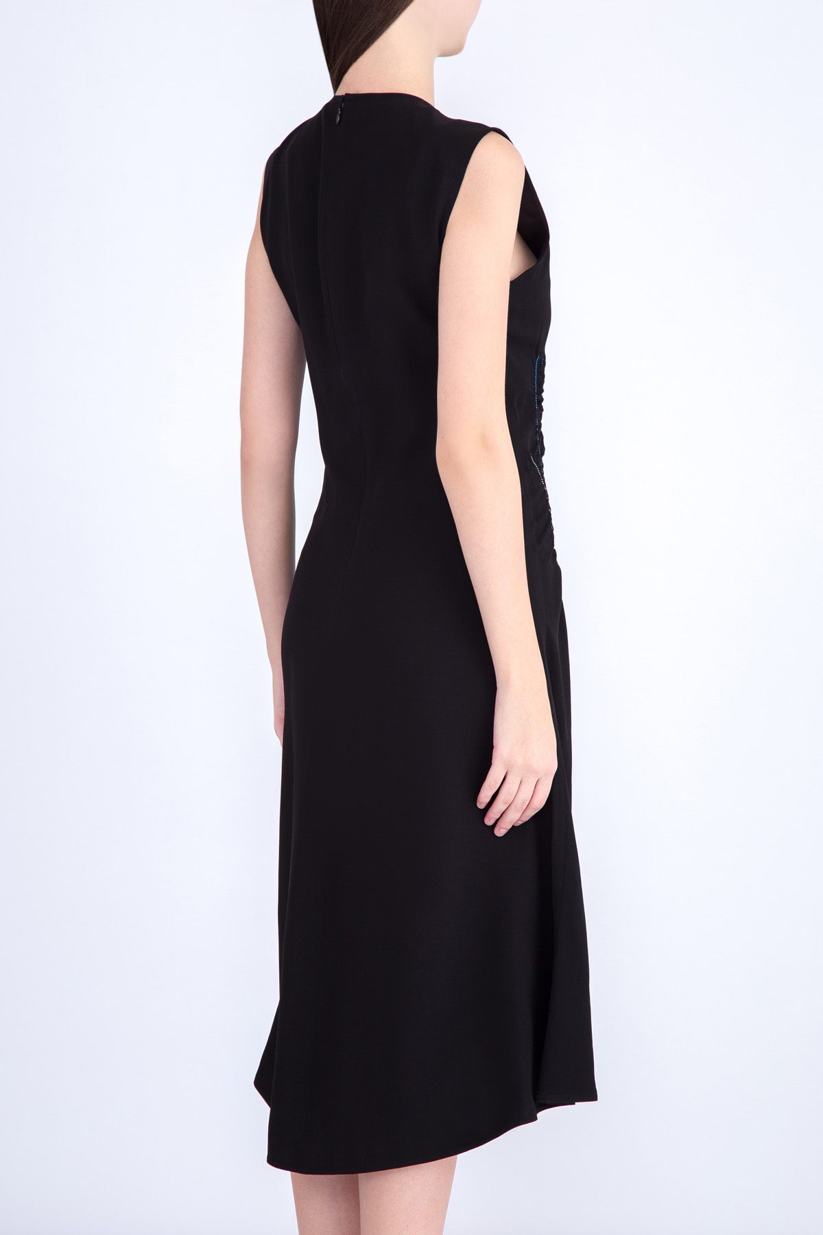 Платье из креп-сатина с асимметричным подолом и декоративной строчкой MARNI, цвет черный, размер 40;42;44 - фото 4