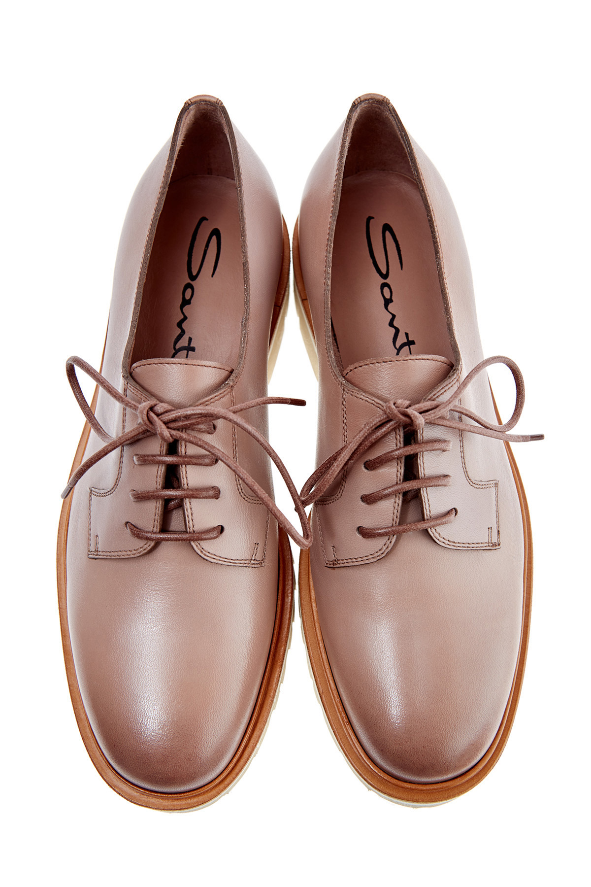 Лаконичные ботинки из кожи с эффектом затемнения SANTONI, цвет бежевый, размер 36.5 - фото 6