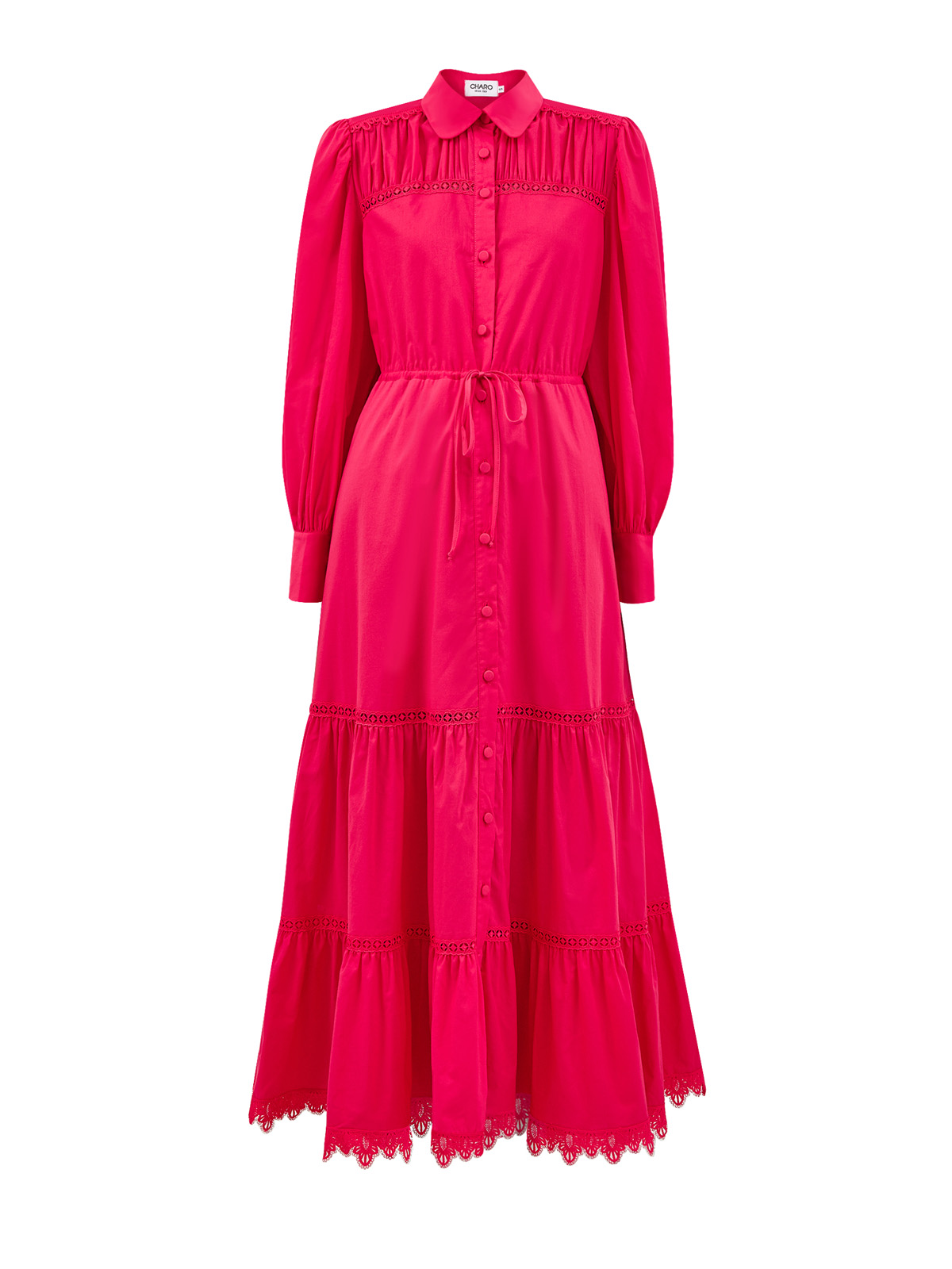 Платье-рубашка Lotus из хлопка с кружевной вышивкой CHARO RUIZ IBIZA, цвет розовый, размер S;M;L;XL - фото 1