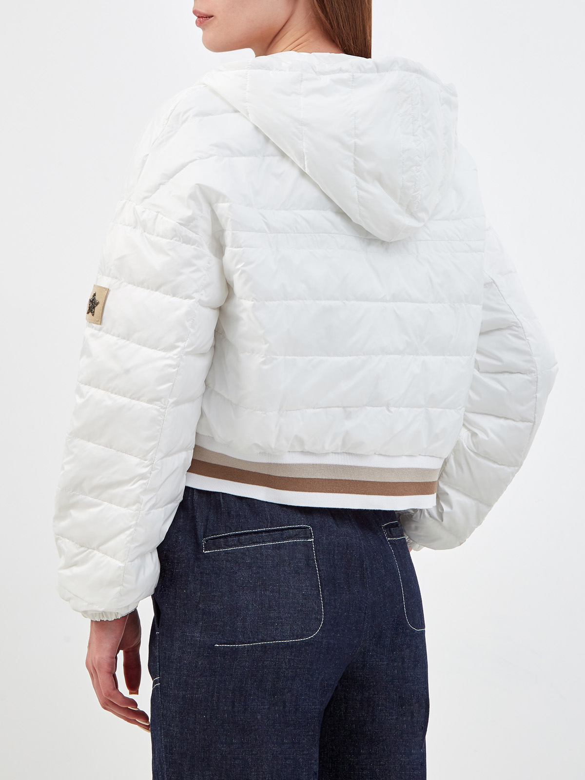 Укороченная стеганая куртка с кристаллами Swarovski® LORENA ANTONIAZZI, цвет белый, размер 40;42 - фото 4
