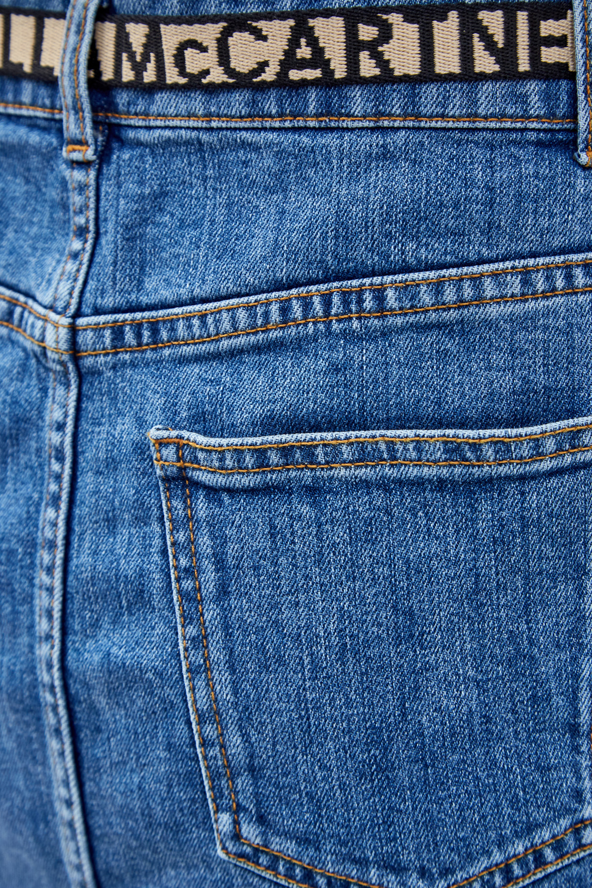 Джинсовая юбка-мини с принтованным поясом STELLA McCARTNEY, цвет синий, размер 44;38 - фото 6