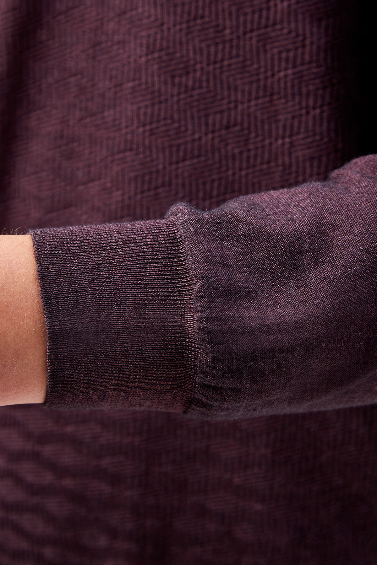 Джемпер-поло из шерсти и шелка с вязаным узором CANALI, цвет бордовый, размер 50;56;52;48 - фото 6