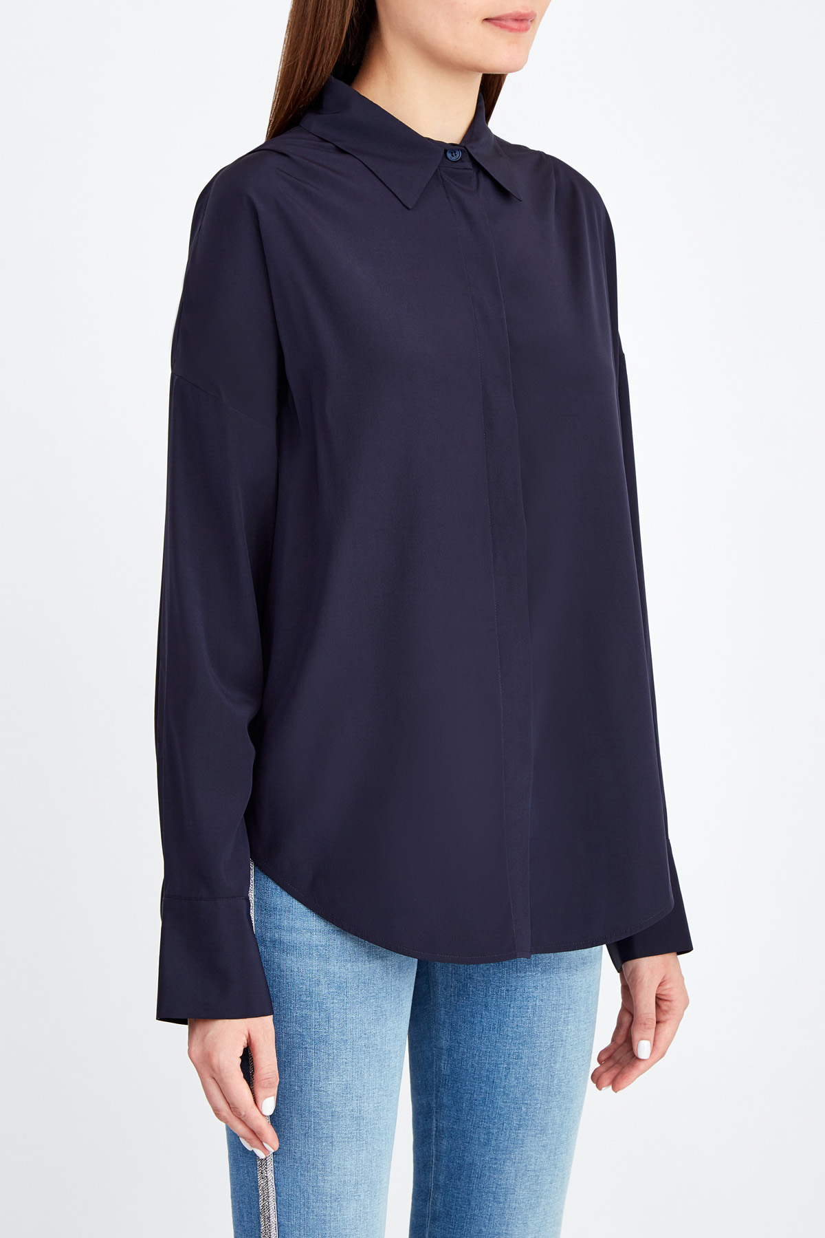 Шелковая блуза oversize LORENA ANTONIAZZI, цвет синий, размер 38;42 - фото 3