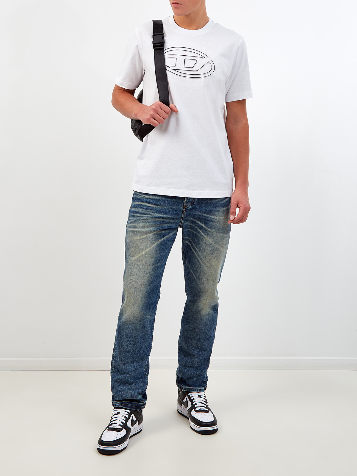Хлопковая футболка T-Just с макро-логотипом Oval D DIESEL, цвет белый, размер S;M;L;XL;2XL;3XL - фото 2