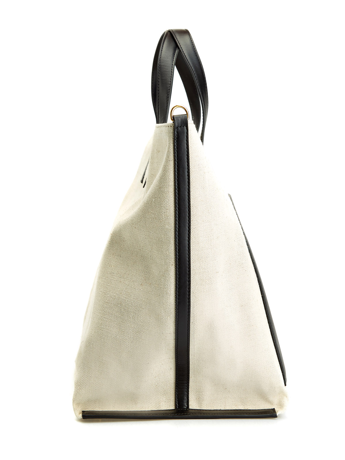 Объемная сумка-тоут из канваса и гладкой кожи со съемным ремнем JIL SANDER, цвет бежевый, размер 52;52;54 - фото 4
