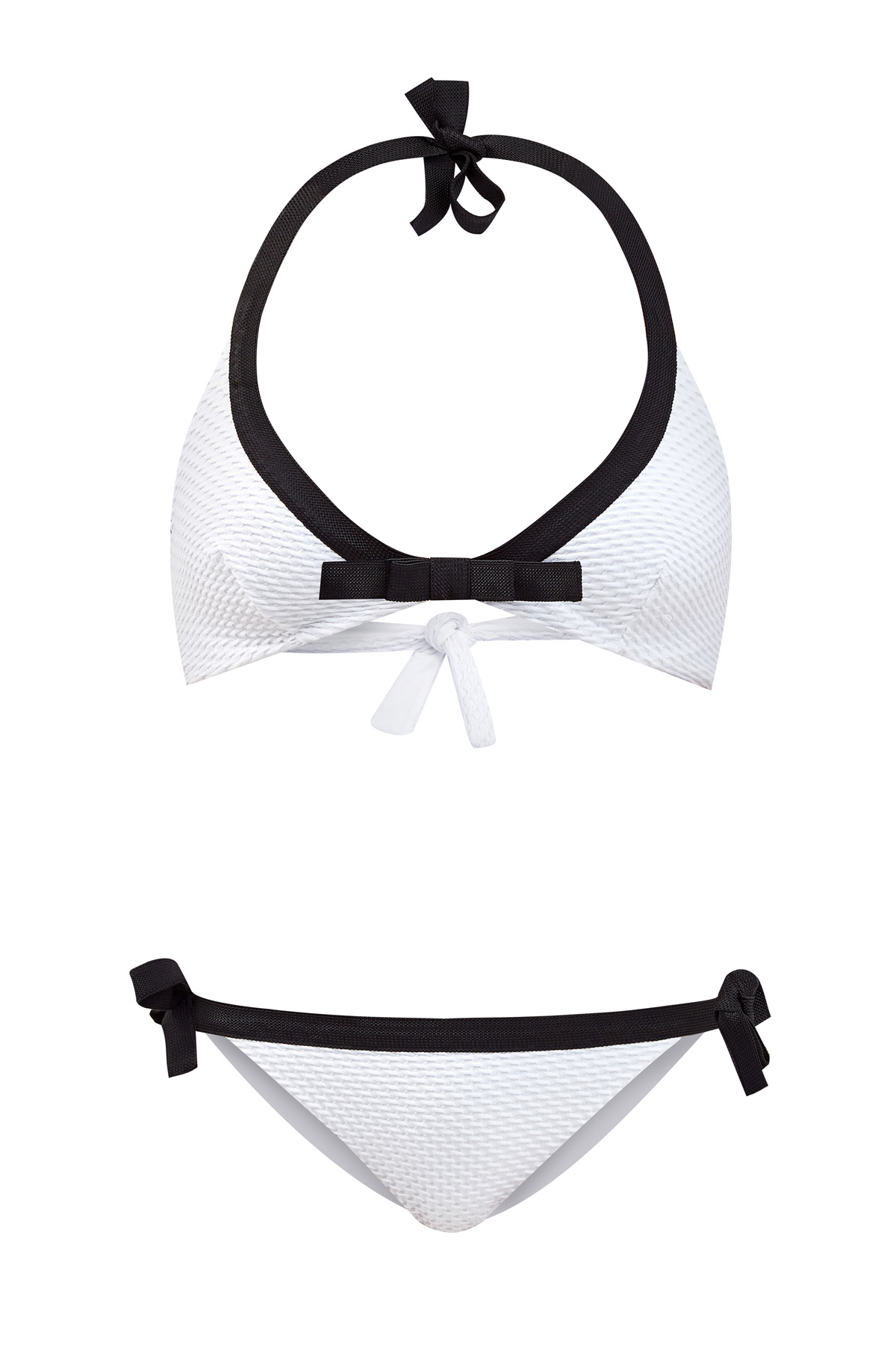 Монохромные плавки-бикини из двухслойного фактурного материала с завязками FISICO, цвет черно-белый, размер S;L;XS - фото 1