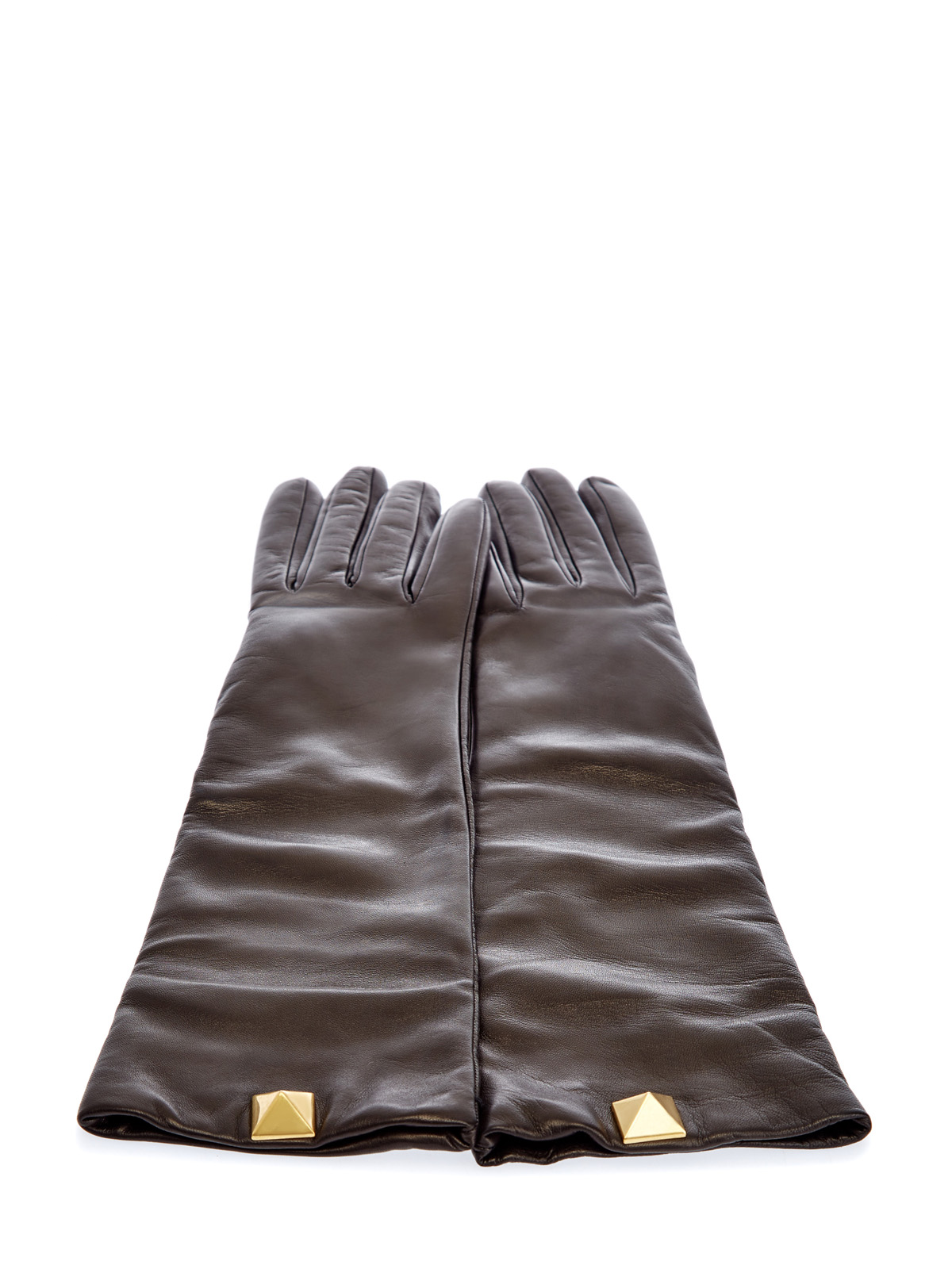 Перчатки Roman Stud из гладкой кожи наппа VALENTINO GARAVANI, цвет коричневый, размер XS;M;L - фото 2
