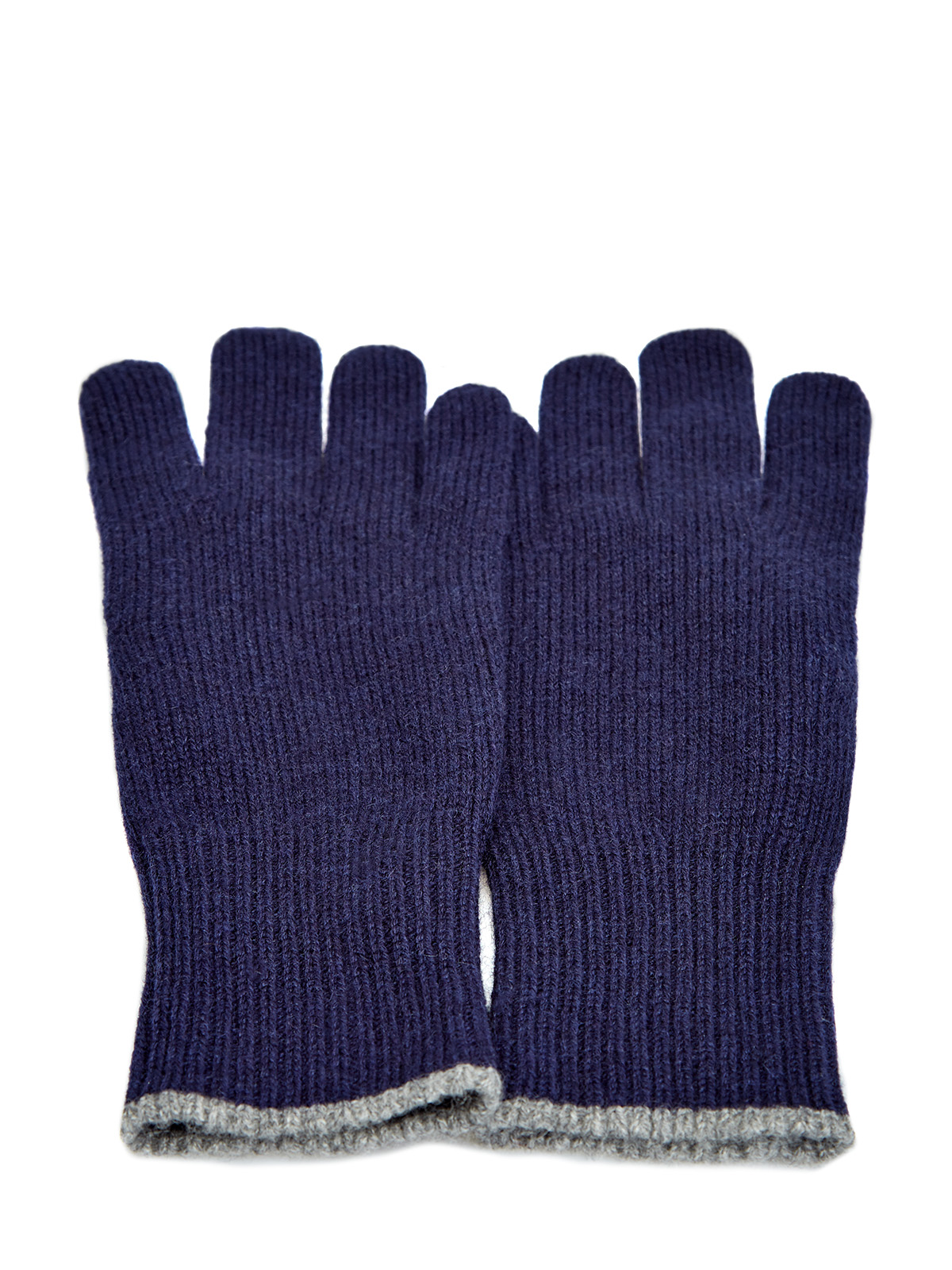 Синие перчатки из кашемира с контрастной окантовкой BRUNELLO CUCINELLI, цвет синий, размер L;M - фото 3