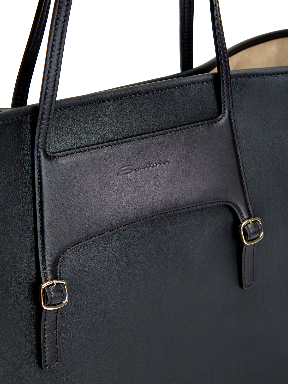 Кожаная сумка-шоппер с отделкой ручной работы SANTONI, цвет черный, размер 37;37.5;38;38.5;39.5;40;36;39 - фото 6
