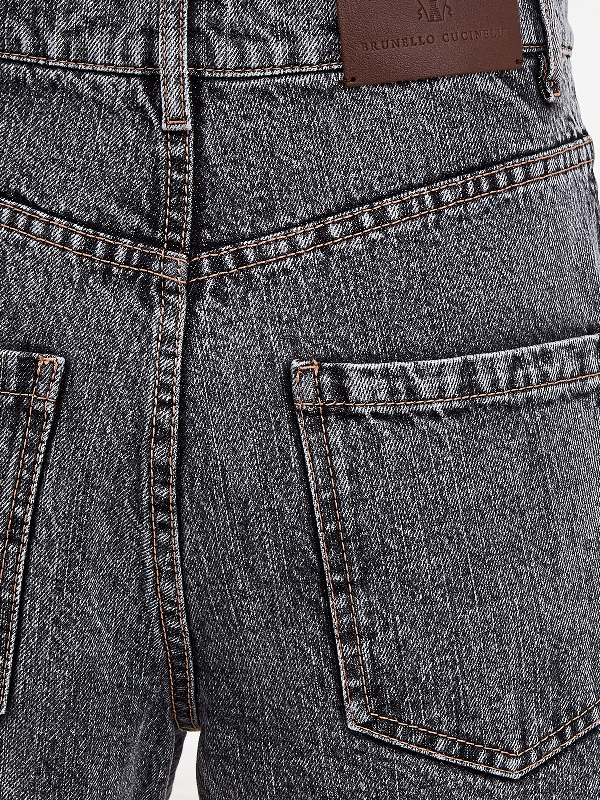 Высокие джинсы Curved из денима Authentic с декором Мониль BRUNELLO CUCINELLI, цвет серый, размер 36;38;40;46 - фото 6