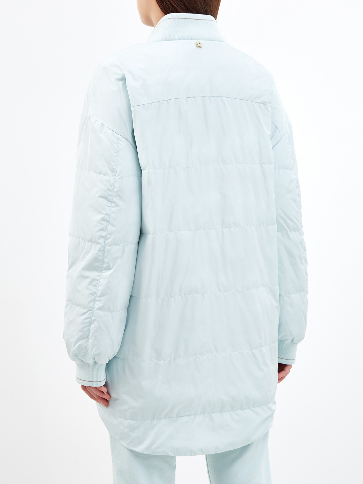 Утепленная куртка-бомбер из легкого нейлона с нитью ламе LORENA ANTONIAZZI, цвет зеленый, размер 44;42 - фото 4