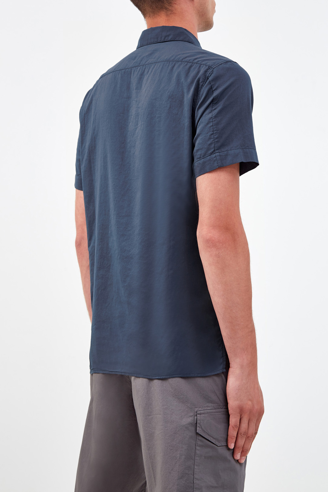 Рубашка с короткими рукавами из двухслойного хлопкового муслина STONE ISLAND, цвет синий, размер 48;50;54;46 - фото 4