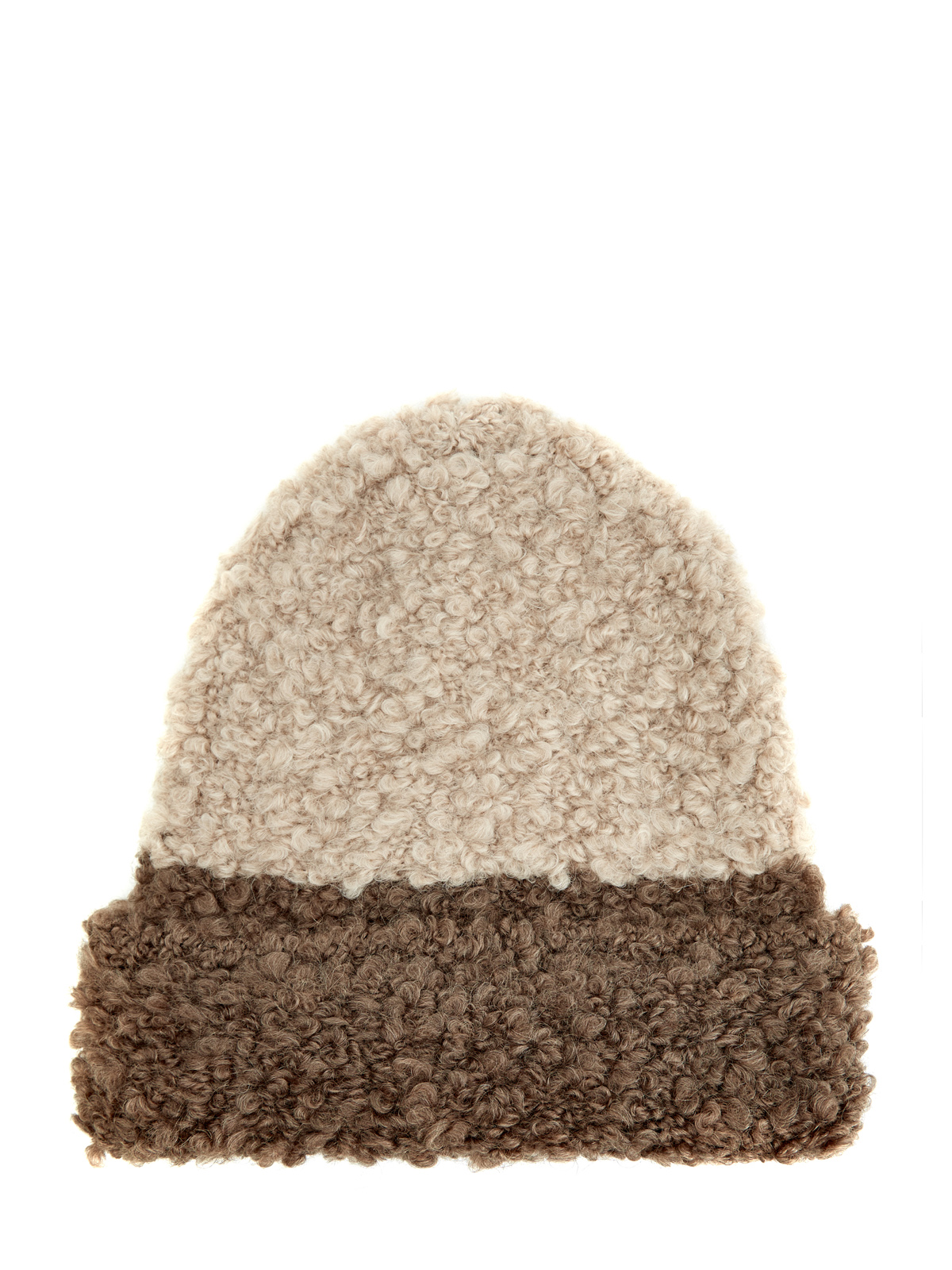 Теплая шапка из фактурной верблюжьей шерсти и альпаки LORENA ANTONIAZZI, цвет коричневый, размер M;L - фото 1