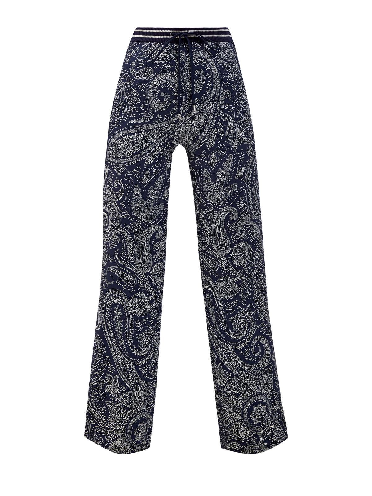 Струящиеся брюки с трикотажным поясом на кулиске ETRO синего цвета