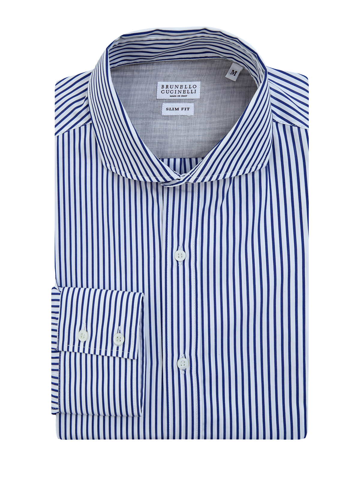 

Хлопковая рубашка Slim Fit с принтом в тонкую полоску, Синий, Хлопковая рубашка Slim Fit с принтом в тонкую полоску