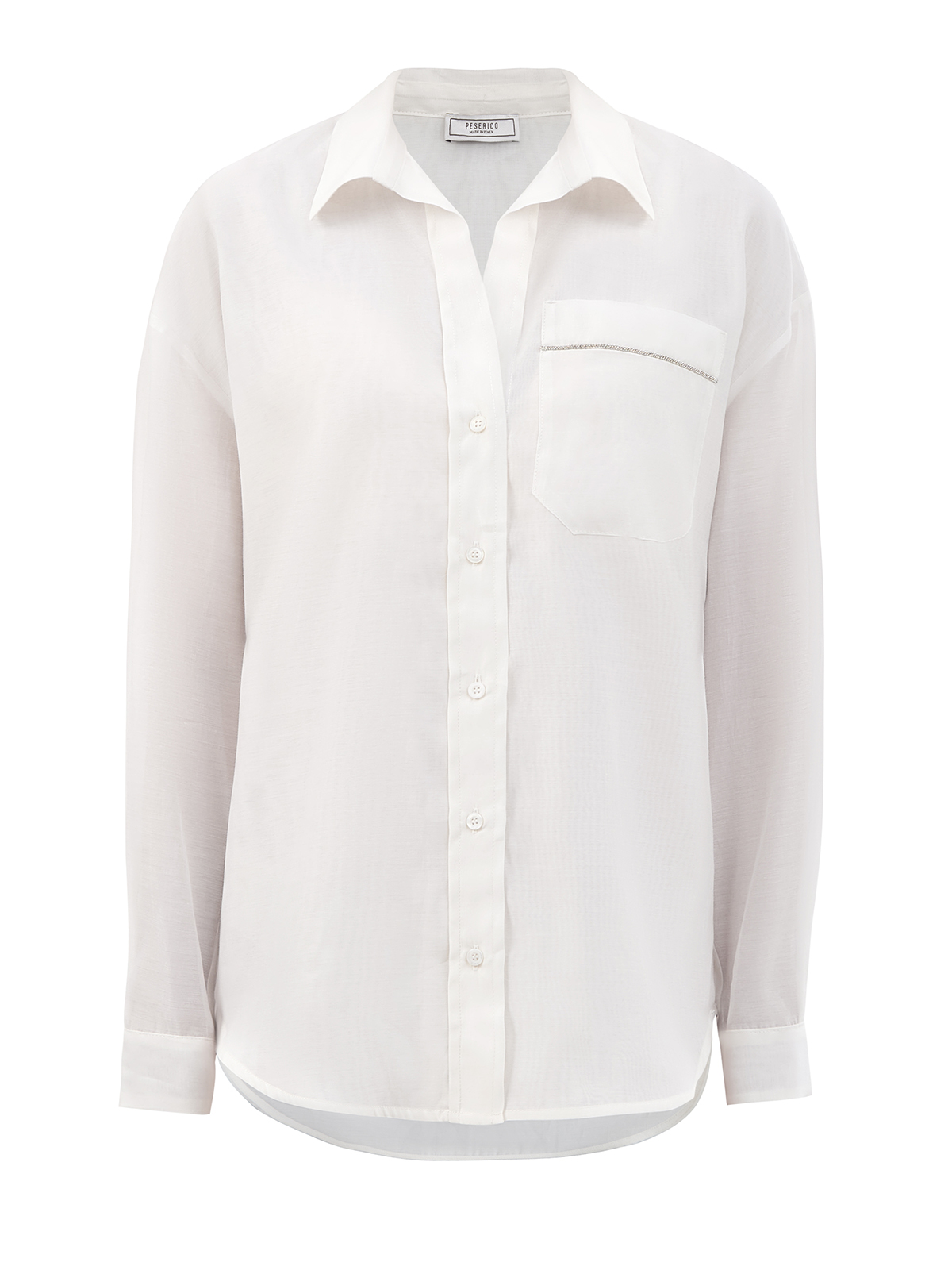 Блуза из тонкого хлопка и шелка с цепочками Punto Luce PESERICO, цвет белый, размер 38;40