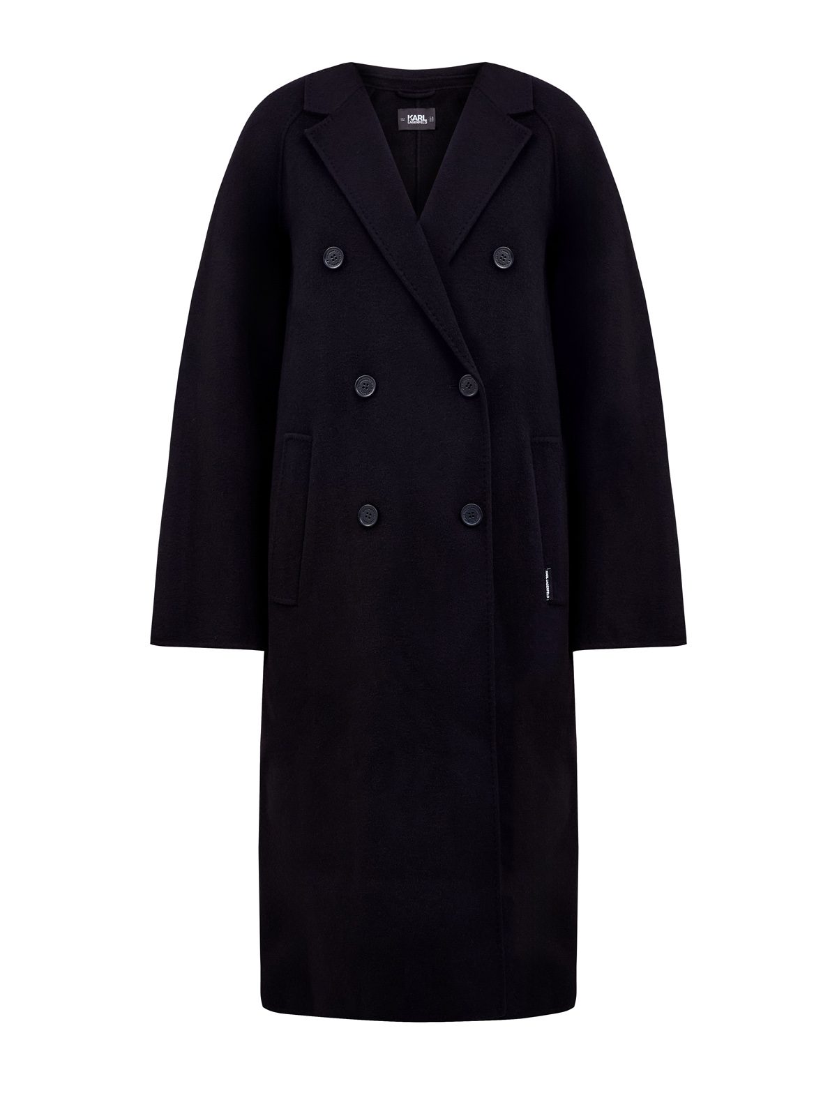 Двубортное пальто кроя oversize из плотной шерстяной ткани KARL LAGERFELD, цвет черный, размер 42;44;46;48 - фото 1