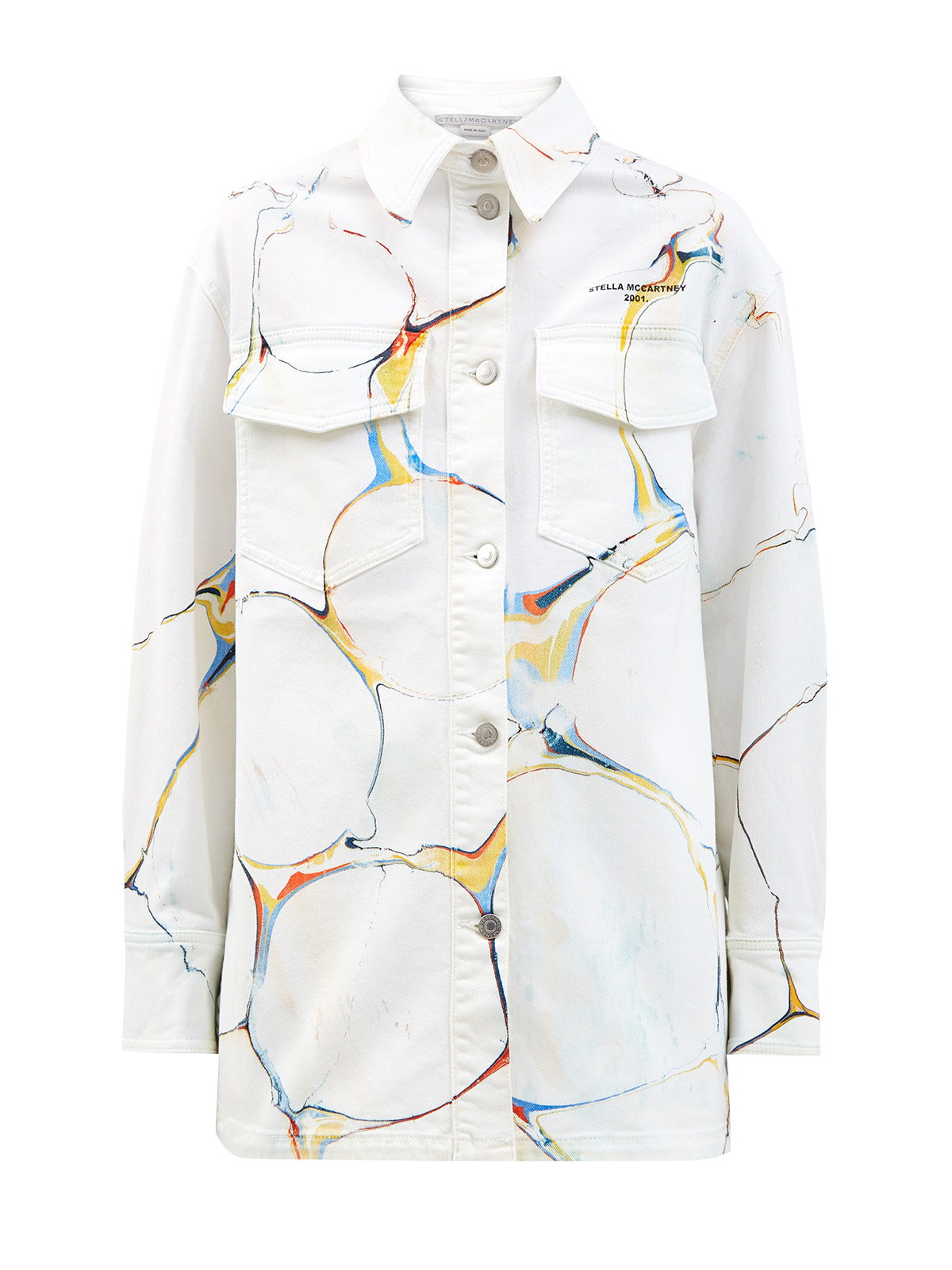 Удлиненная куртка из органического хлопка с принтом STELLA McCARTNEY белого цвета
