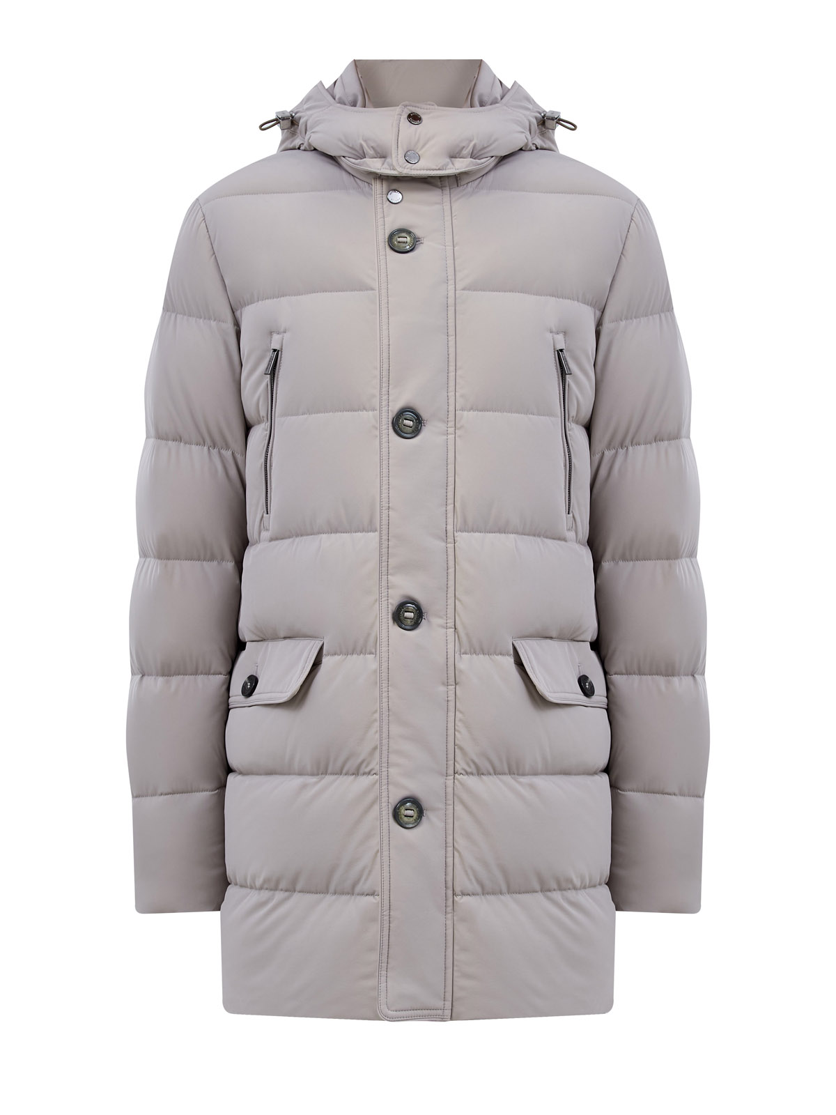 Стеганый пуховик с двойной застежкой и съемным капюшоном 289800₽