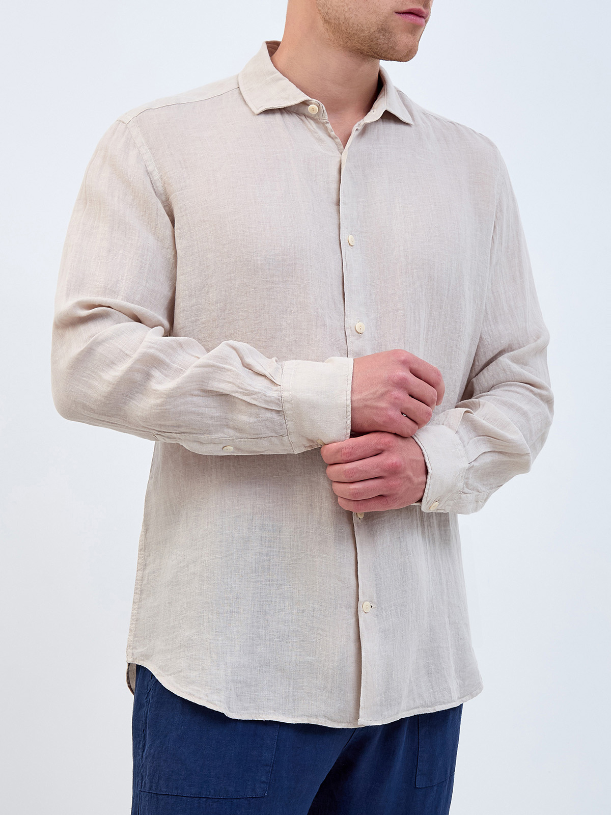 Рубашка свободного прямого кроя из дышащего льна MC2 SAINT BARTH, цвет бежевый, размер 52;54;56 - фото 3