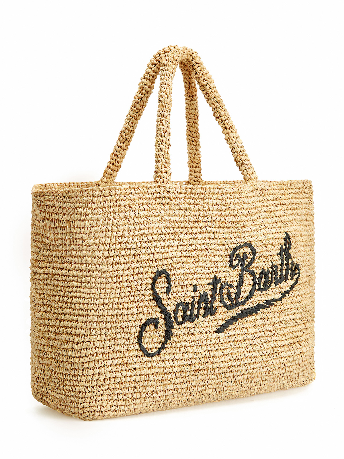 Объемная сумка-шоппер из плетеной рафии с вышивкой MC2 SAINT BARTH, цвет коричневый, размер S;M;L - фото 3