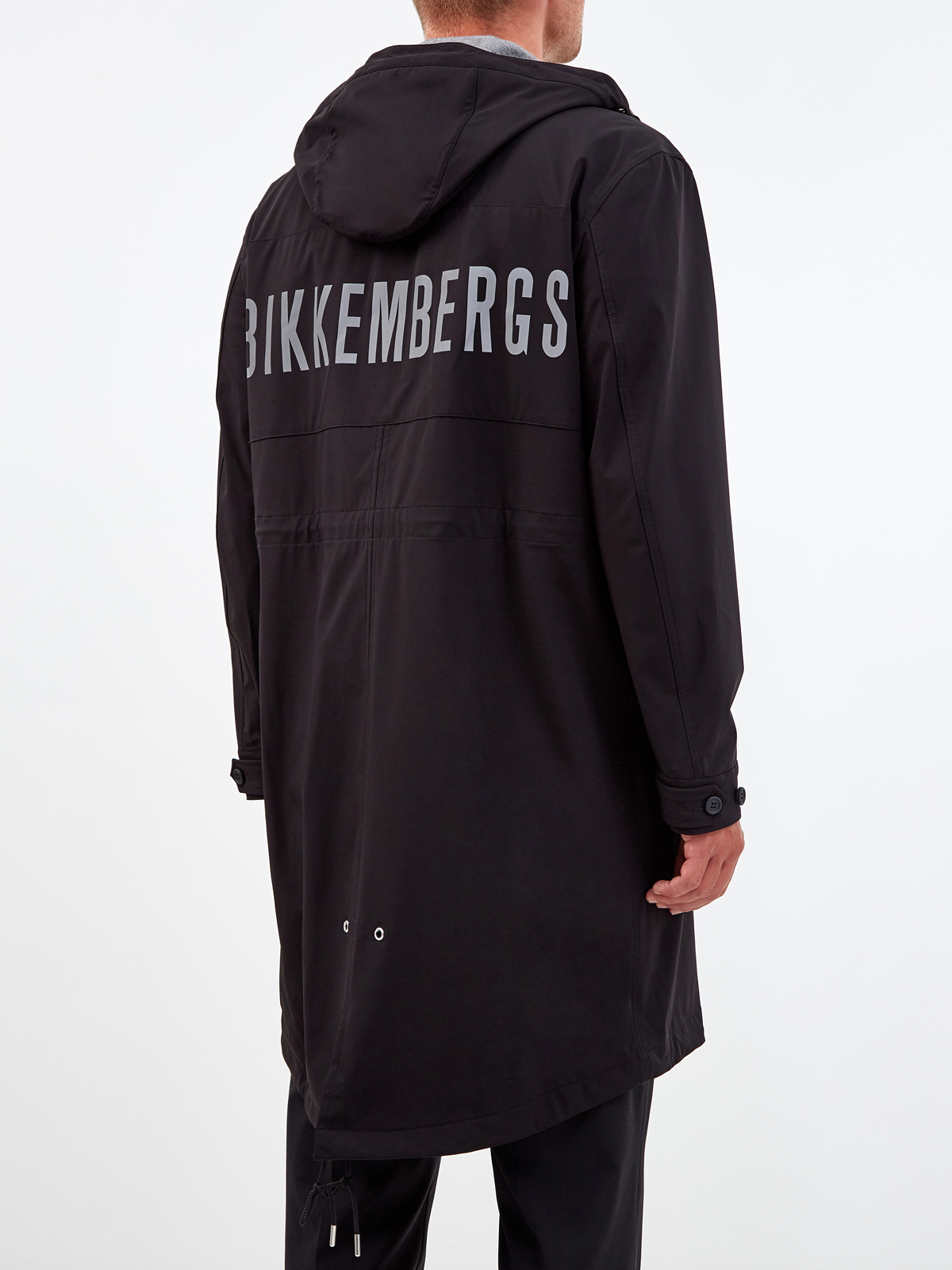 Удлиненная куртка с капюшоном и аппликацией на спинке BIKKEMBERGS, цвет черный, размер M;L;XL - фото 4