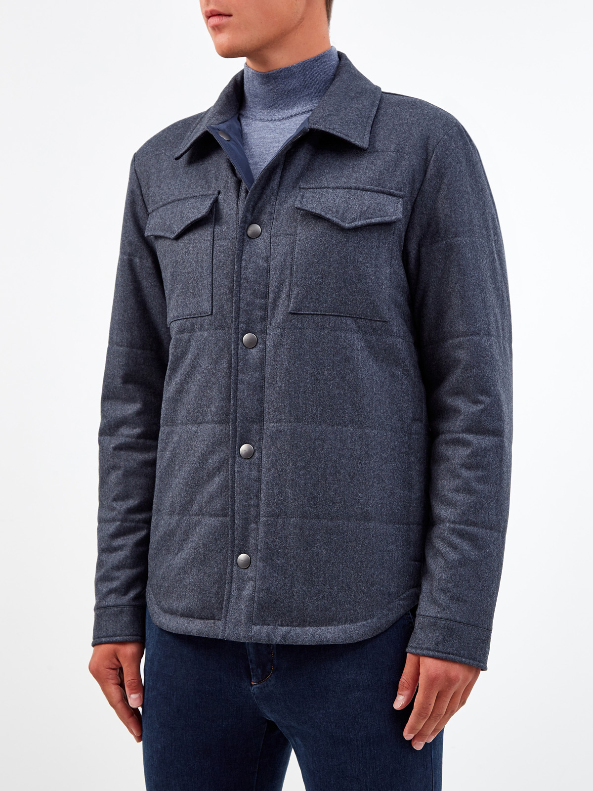 Двусторонняя куртка из плотной шерсти, кашемира и нейлона CANALI, цвет синий, размер 48;56;58 - фото 4