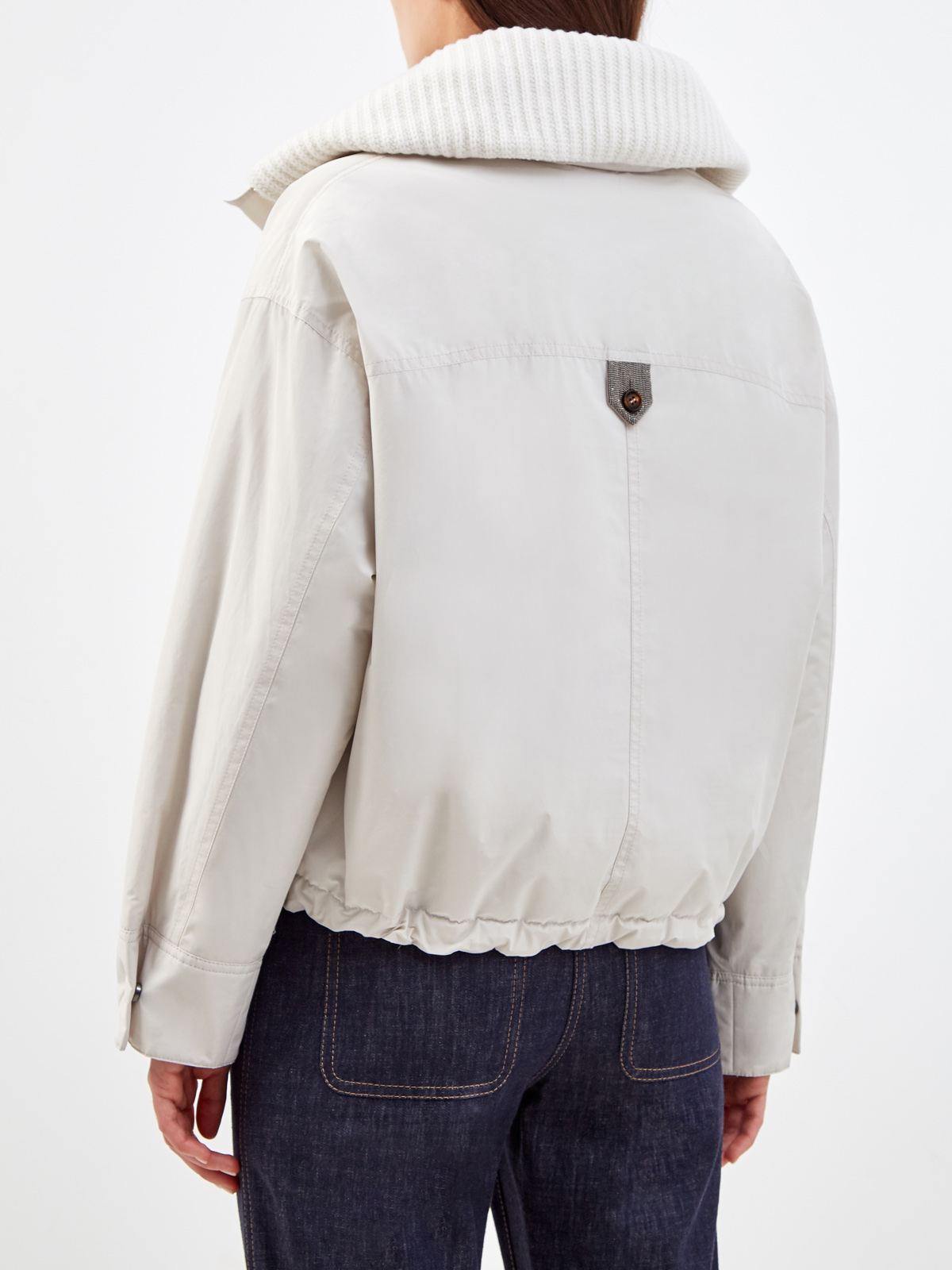 Куртка из водоотталкивающей тафты с ювелирной деталью BRUNELLO CUCINELLI, цвет белый, размер 44;46;48;38 - фото 4