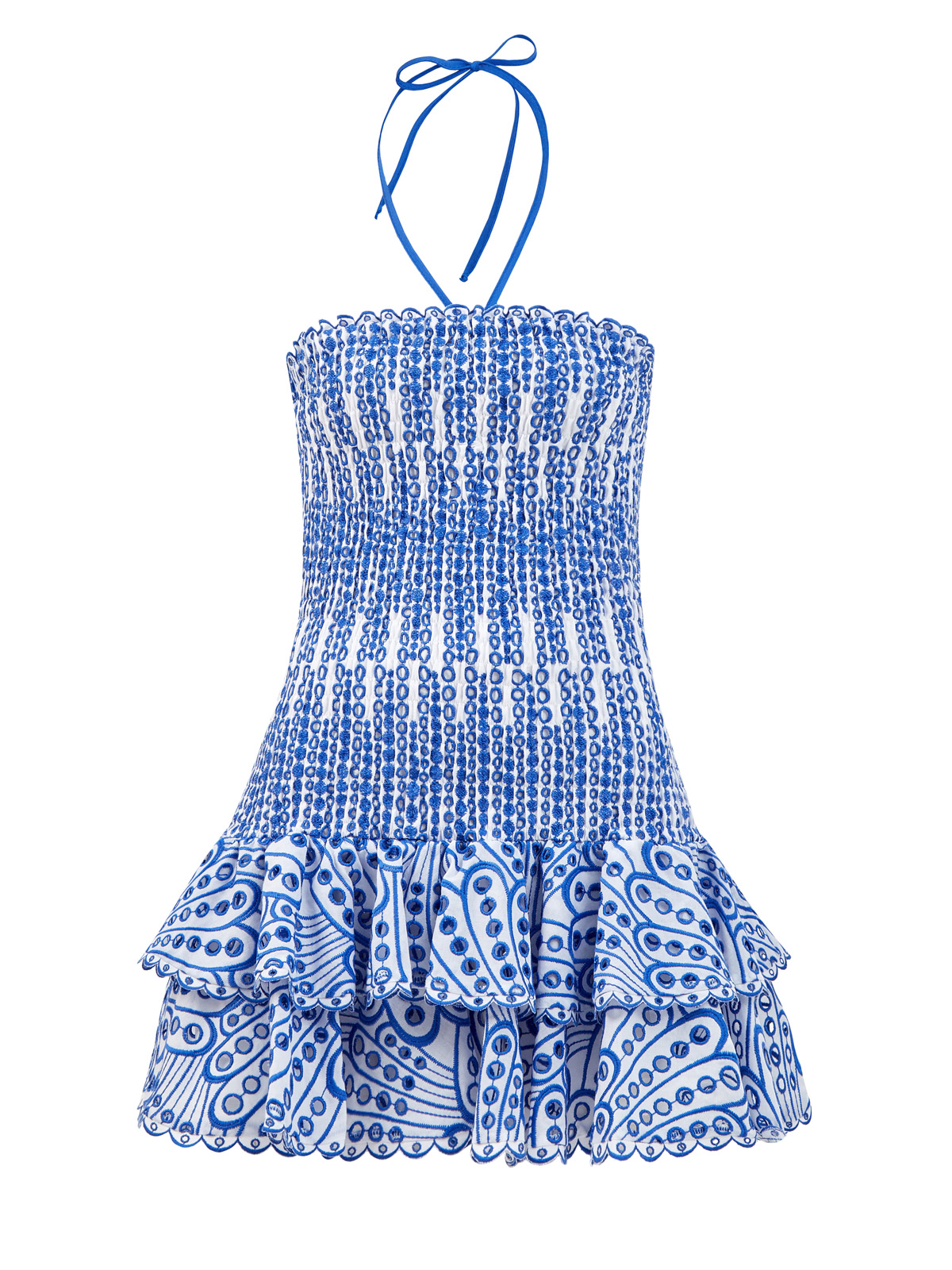 Короткое платье Megan с эластичным лифом-гофре и вышивкой CHARO RUIZ IBIZA, цвет синий, размер S - фото 1